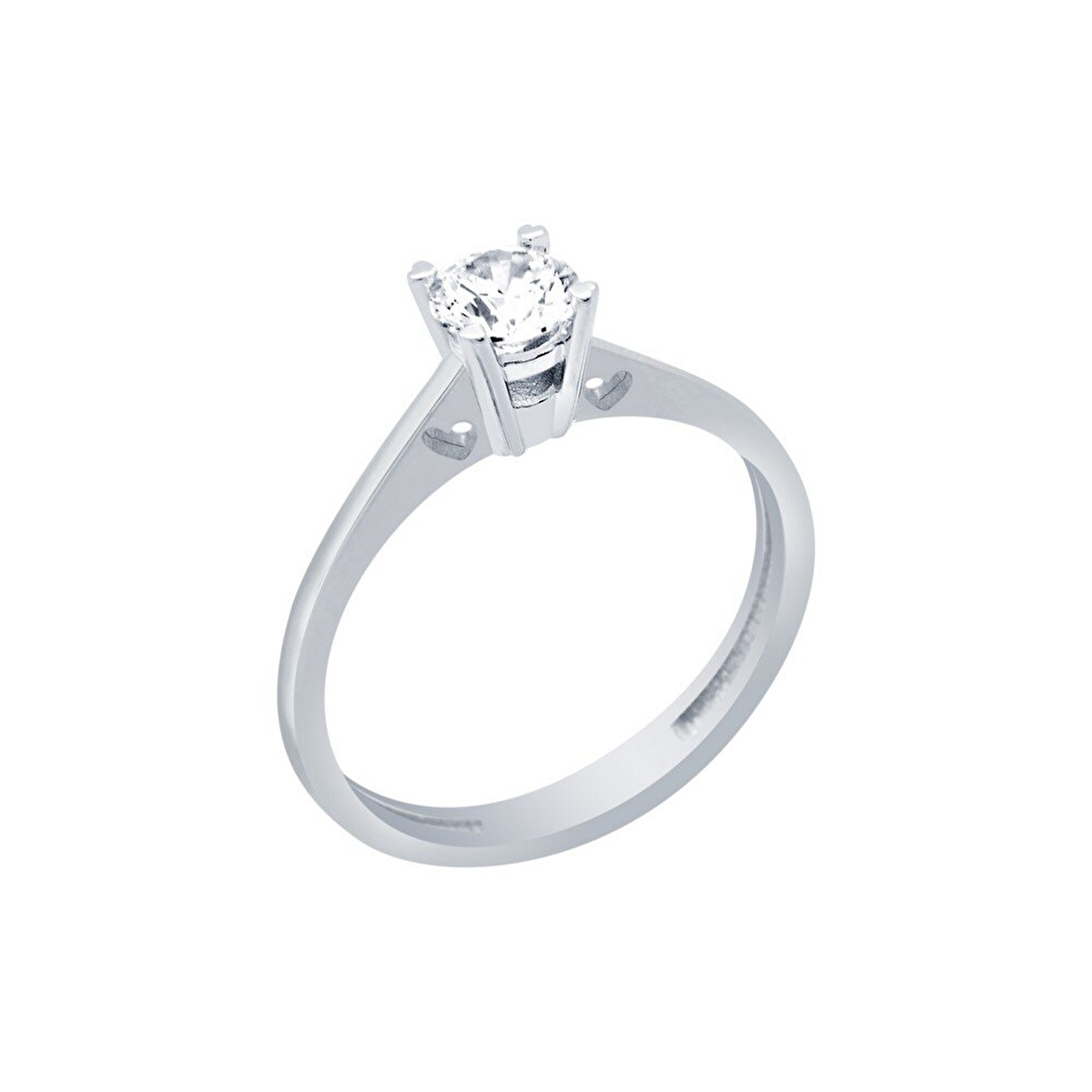 14 Ayar Beyaz Altın Tektaş Yüzük