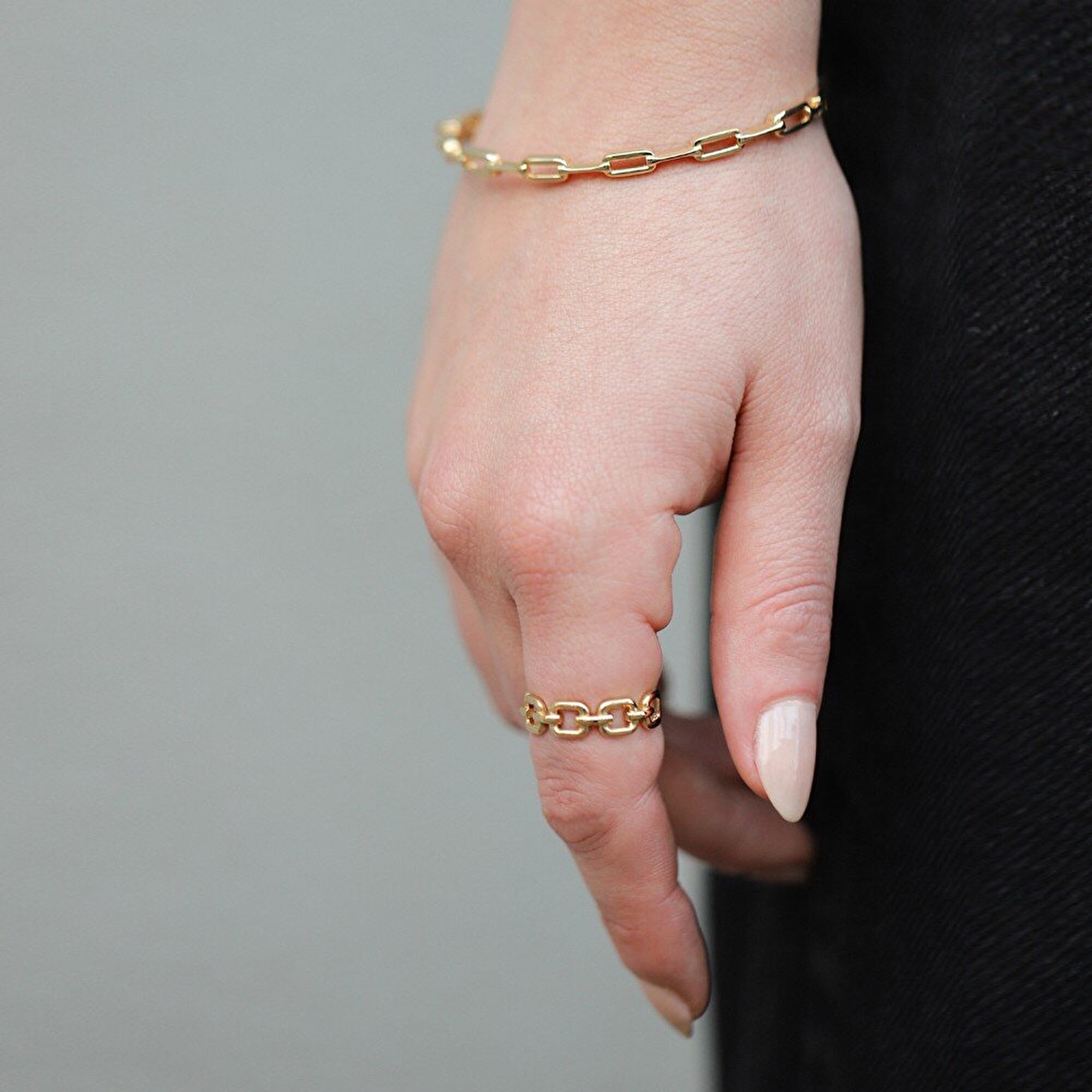 14 Ayar Sarı Altın Trend Zincir Yüzük