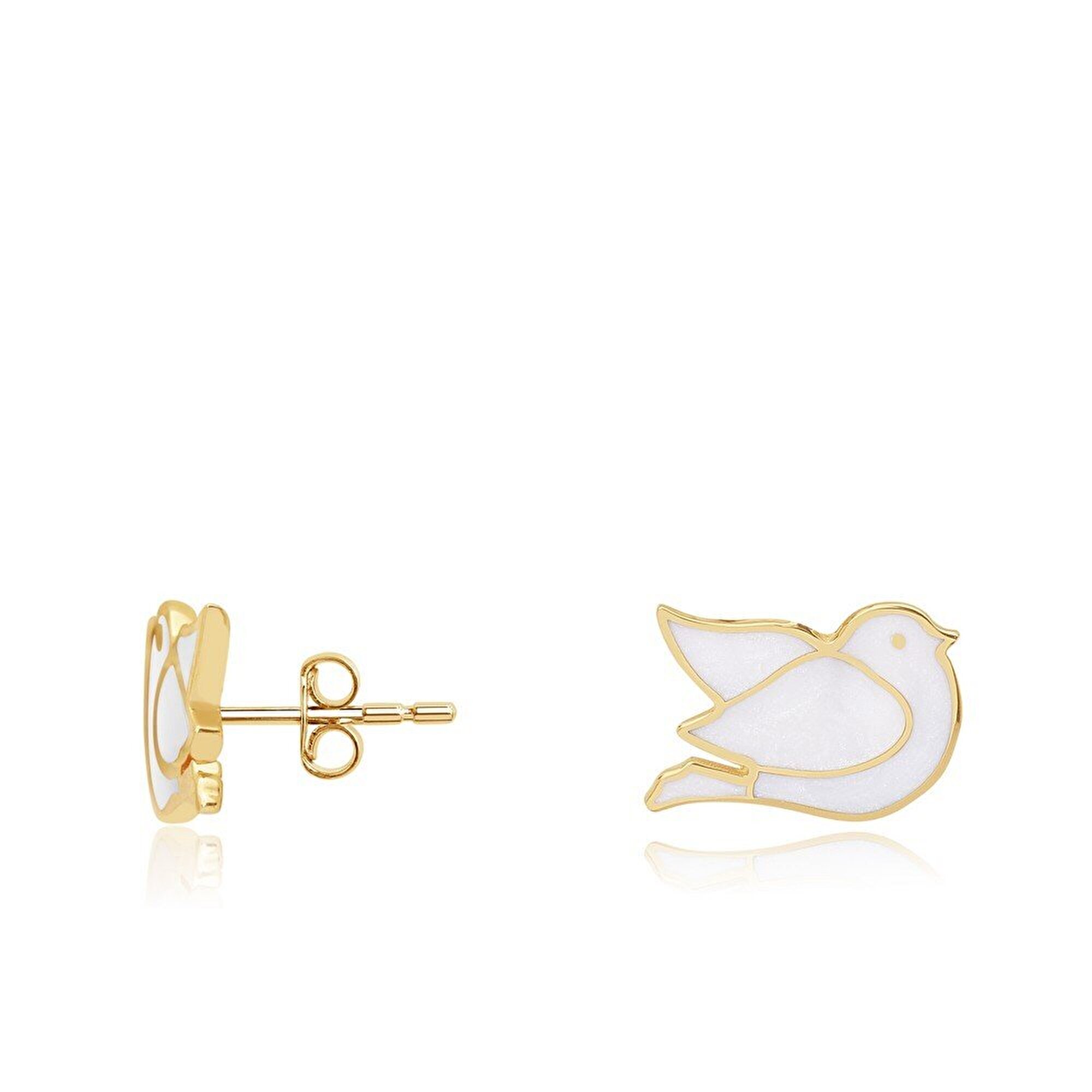 14 Ayar Sarı Altın Güvercin Çocuk Küpe