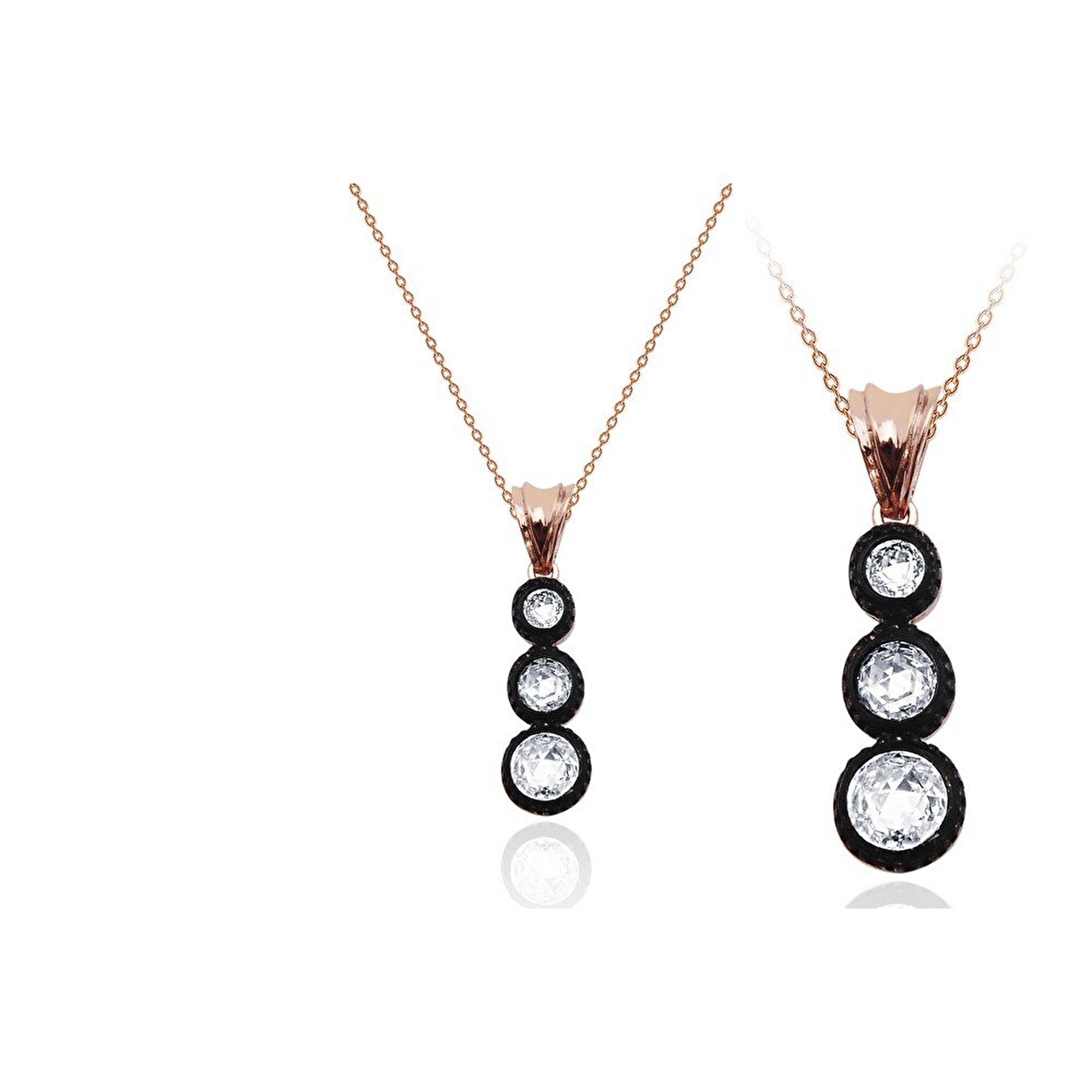 8 Ayar Rose Altın Elmas Görünümlü Kolye