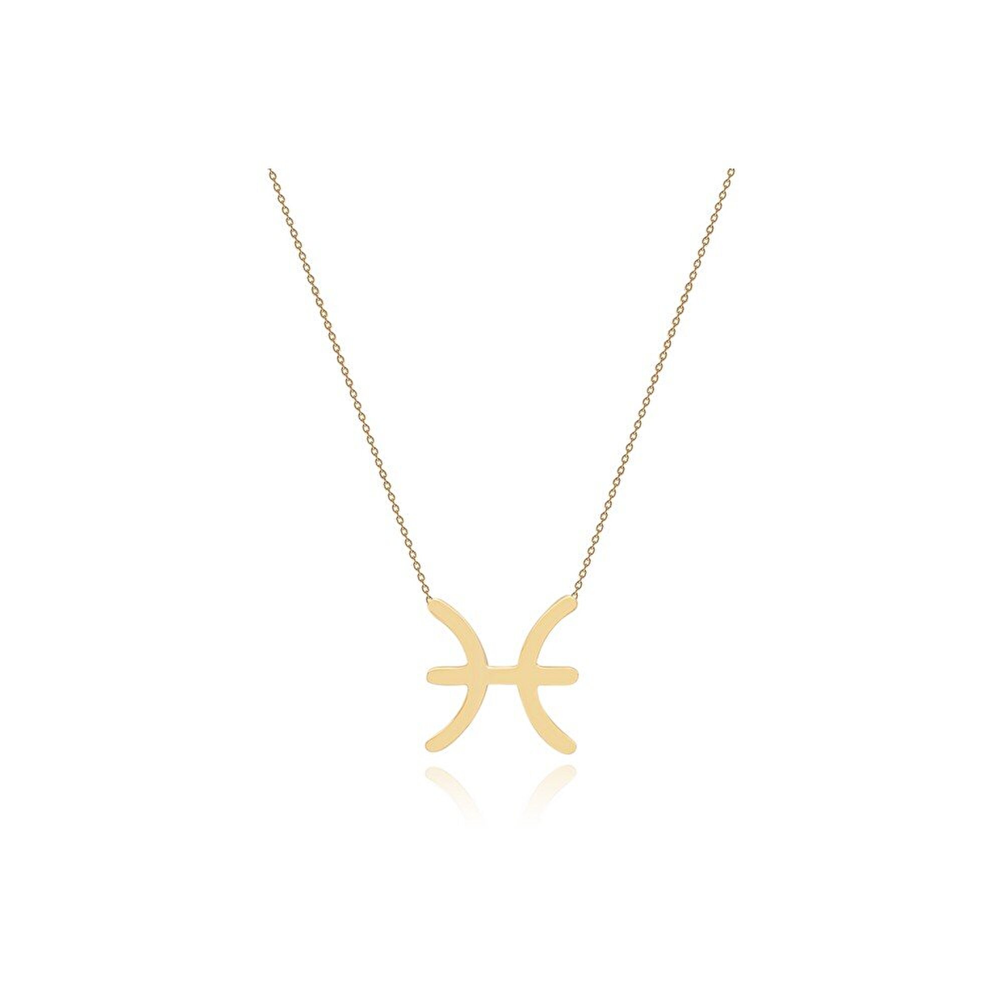 14 Ayar Sarı Altın Balık Burç Kolye