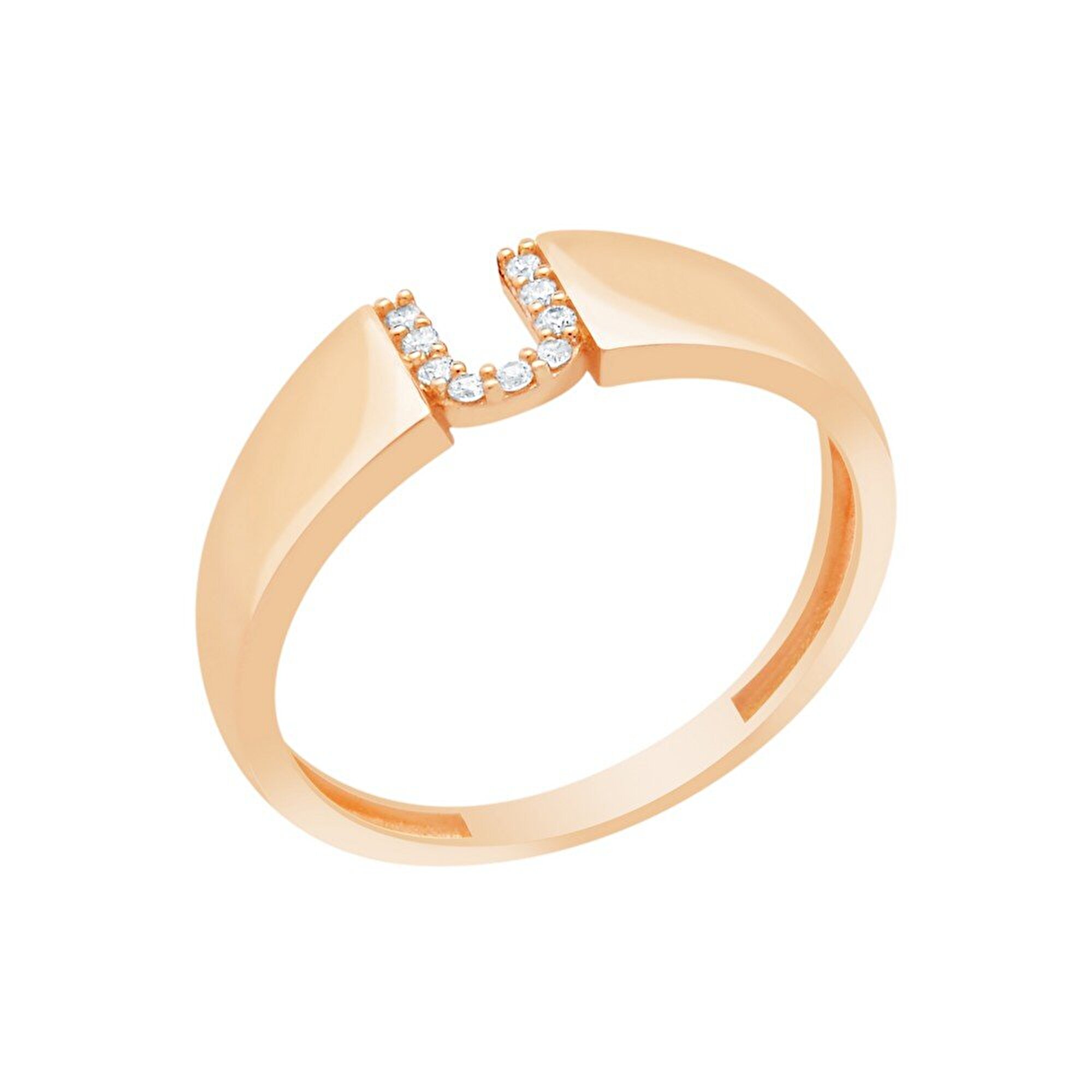 14 Ayar Rose Altın U Harf Yüzük