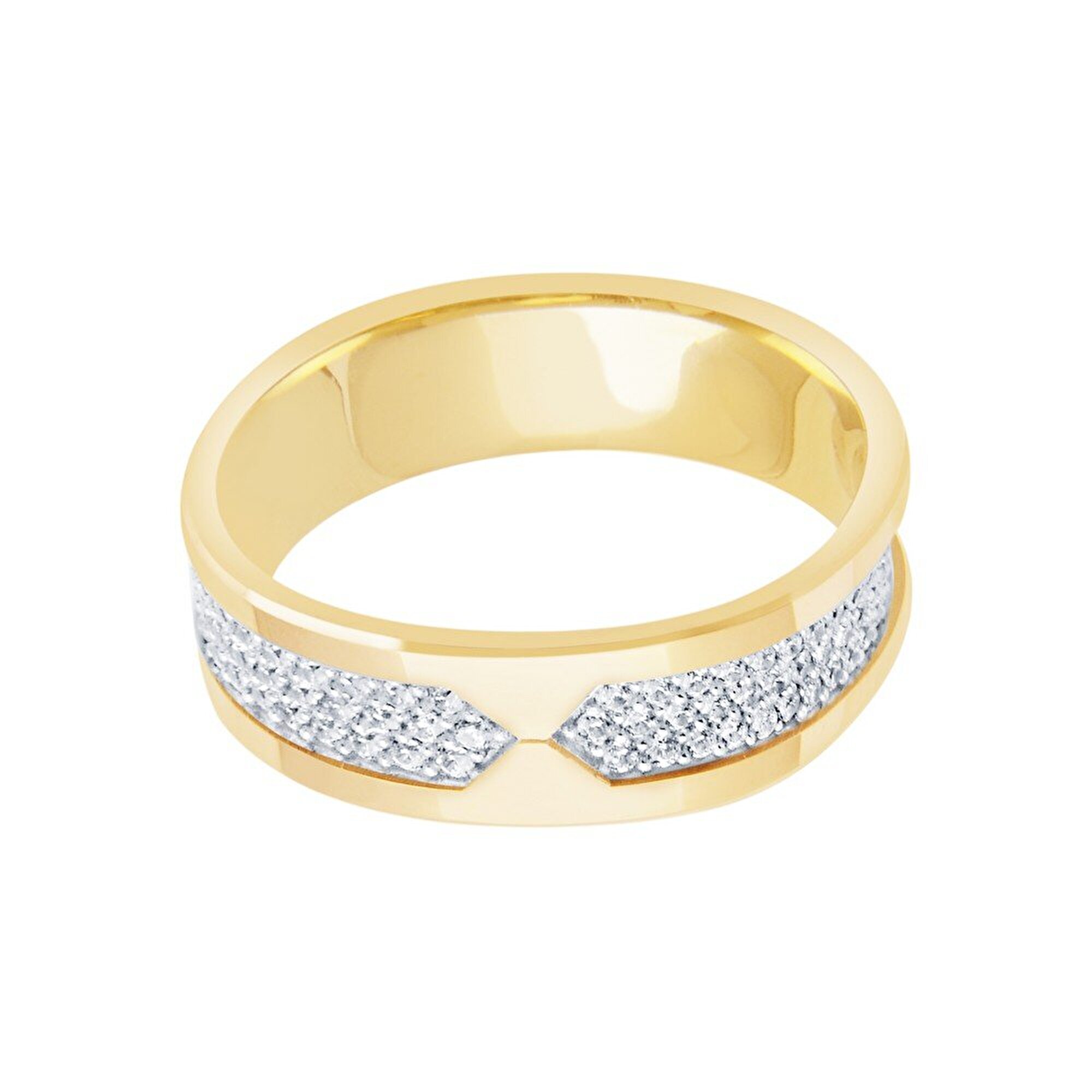 14 Ayar Sarı-Beyaz Altın Modern Alyans