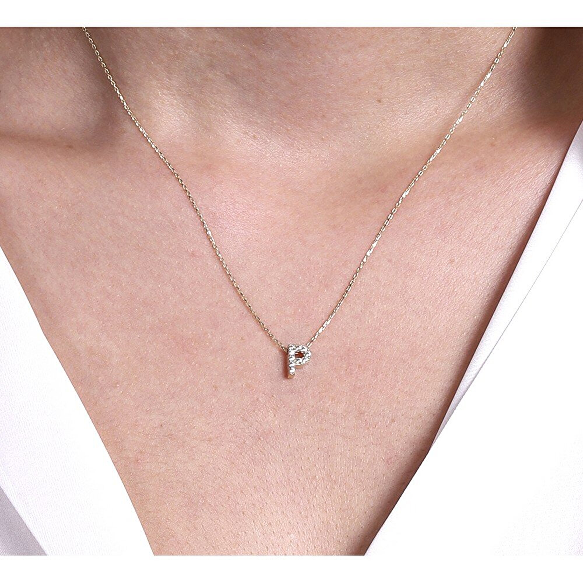 14 Ayar Sarı Altın P Harf Kolye