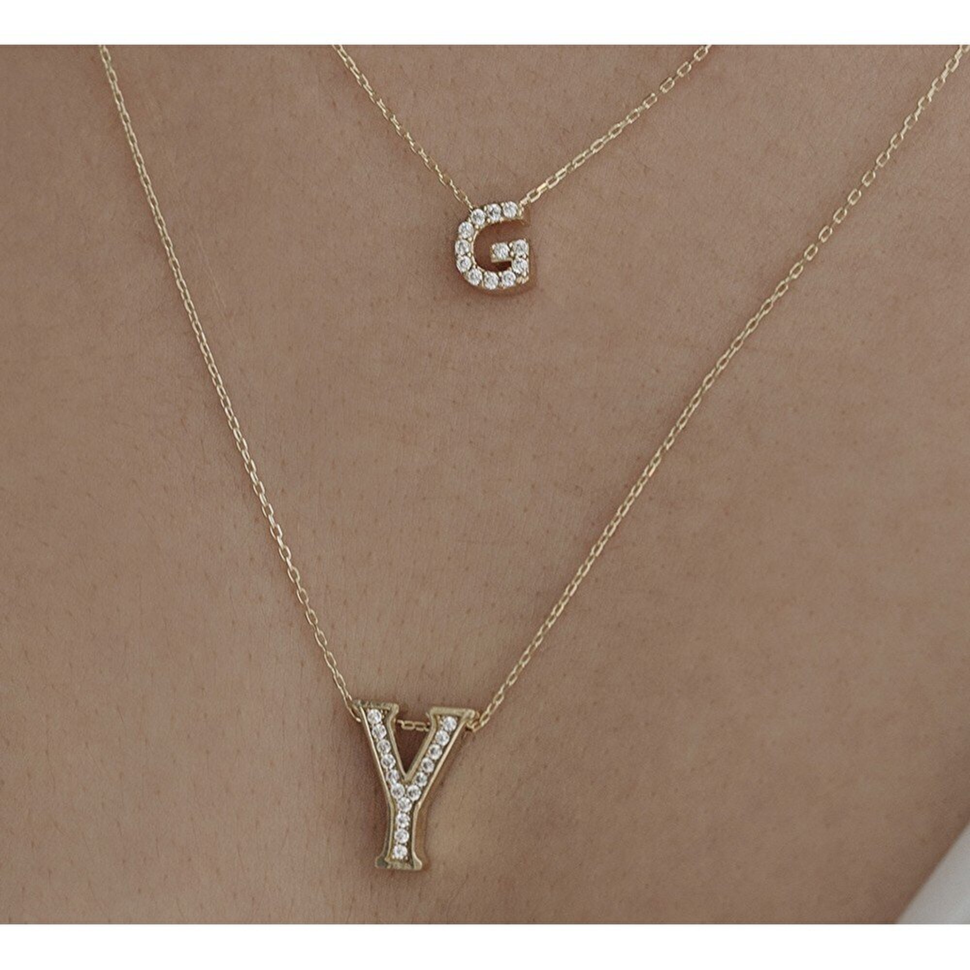 14 Ayar Sarı Altın G Harf Kolye