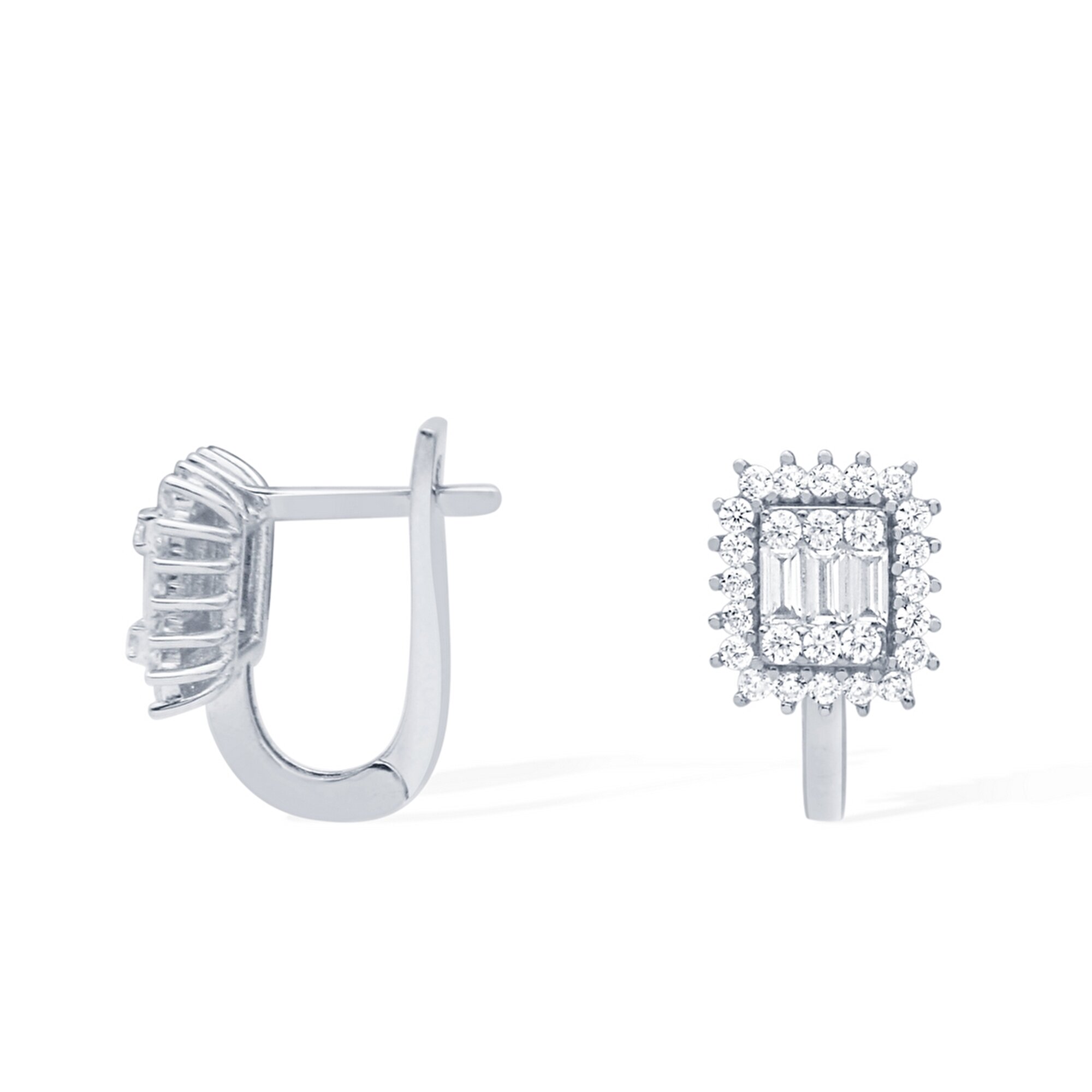 14 Ayar Beyaz Altın Baget Küpe