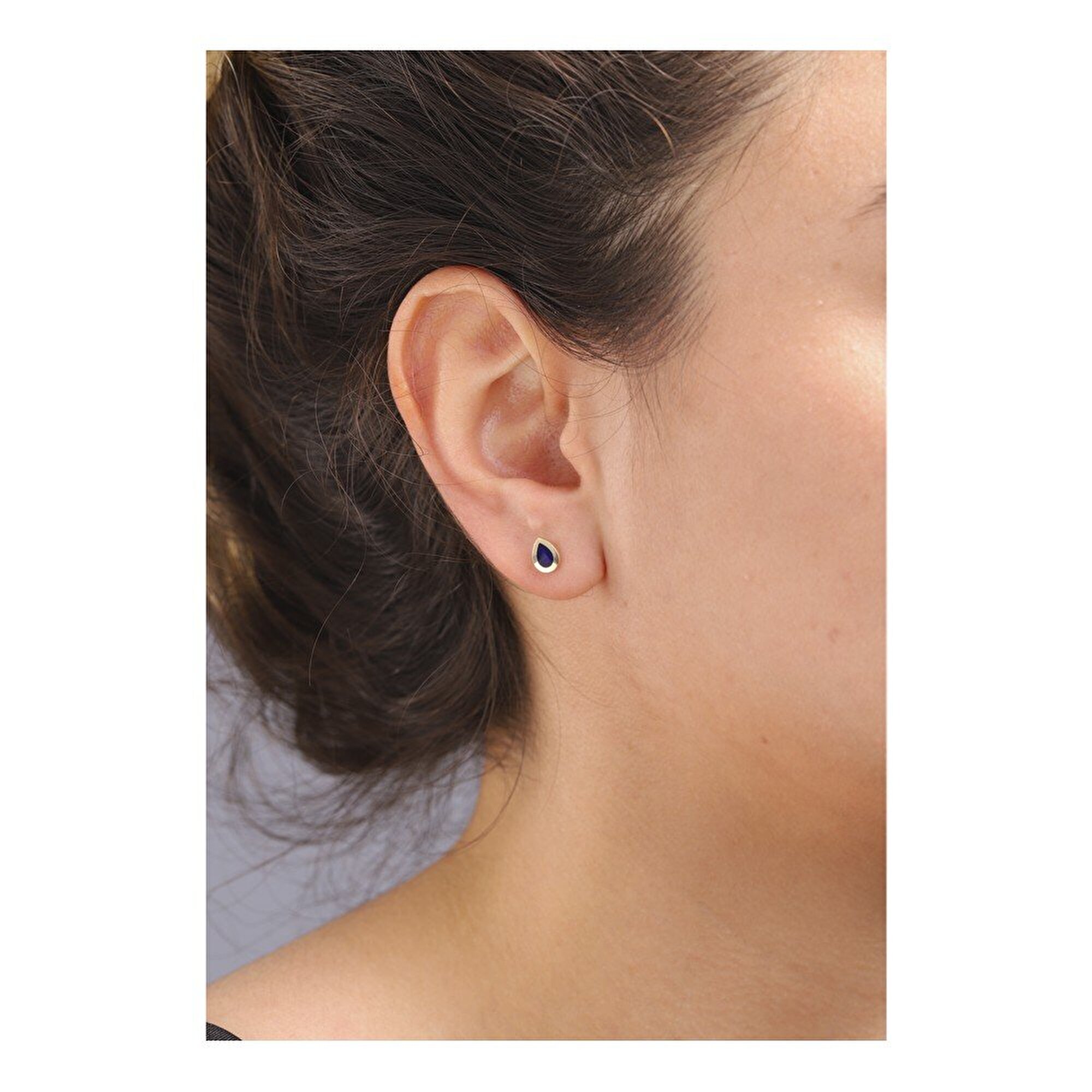 14 Ayar Sarı Altın Siyah Mineli Damla Figürlü Küpe