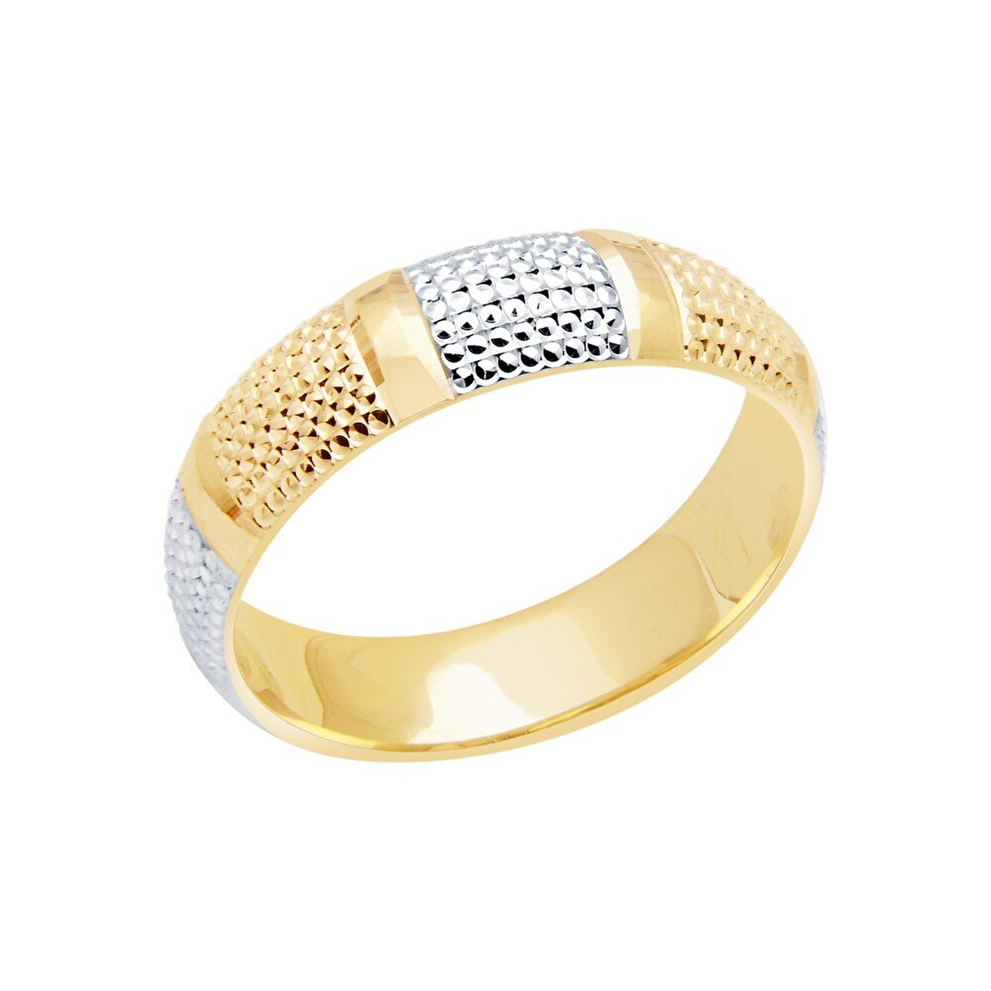 14 Ayar Sarı-Beyaz Altın Modern Alyans