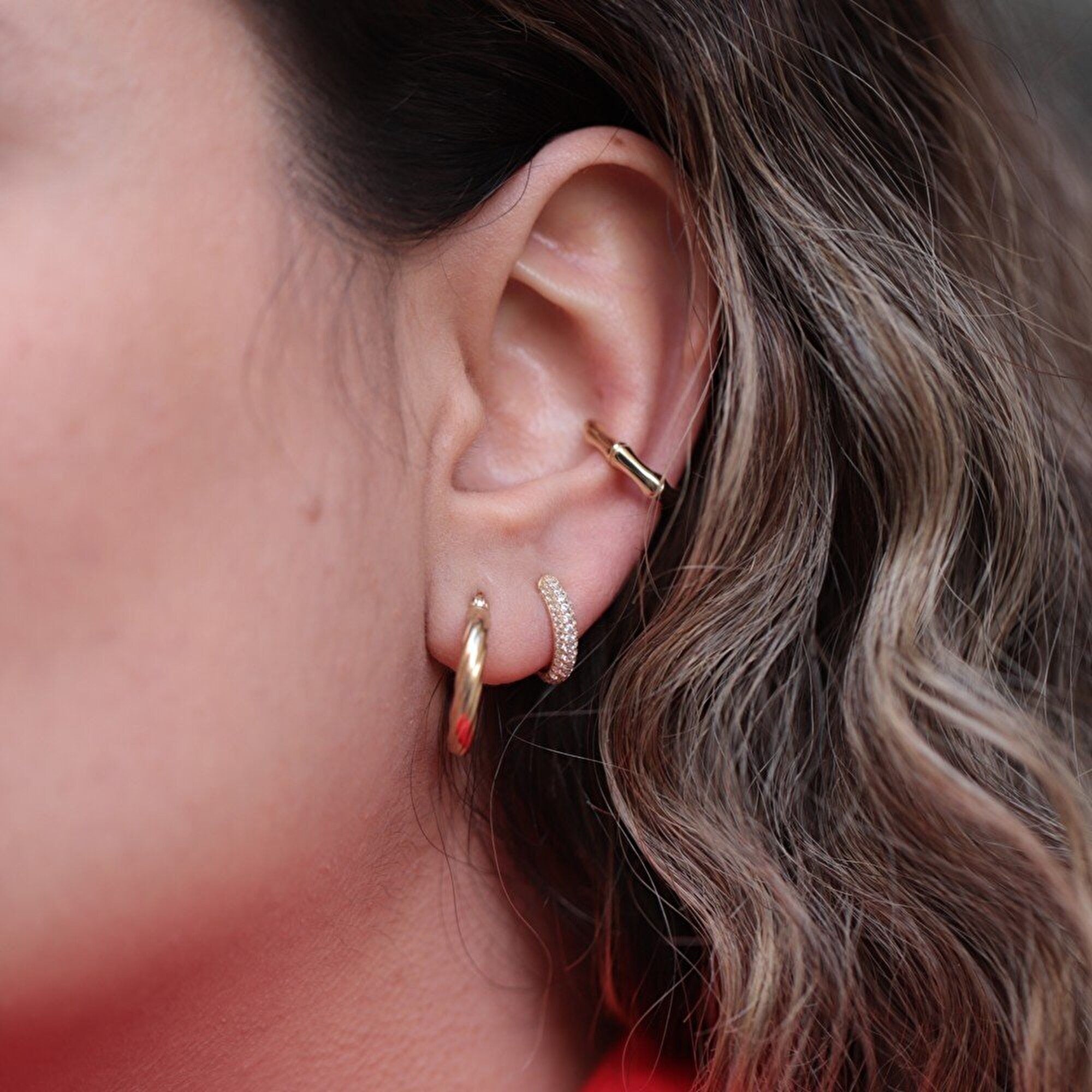 14 Ayar Sarı Altın Kıkırdak Küpe