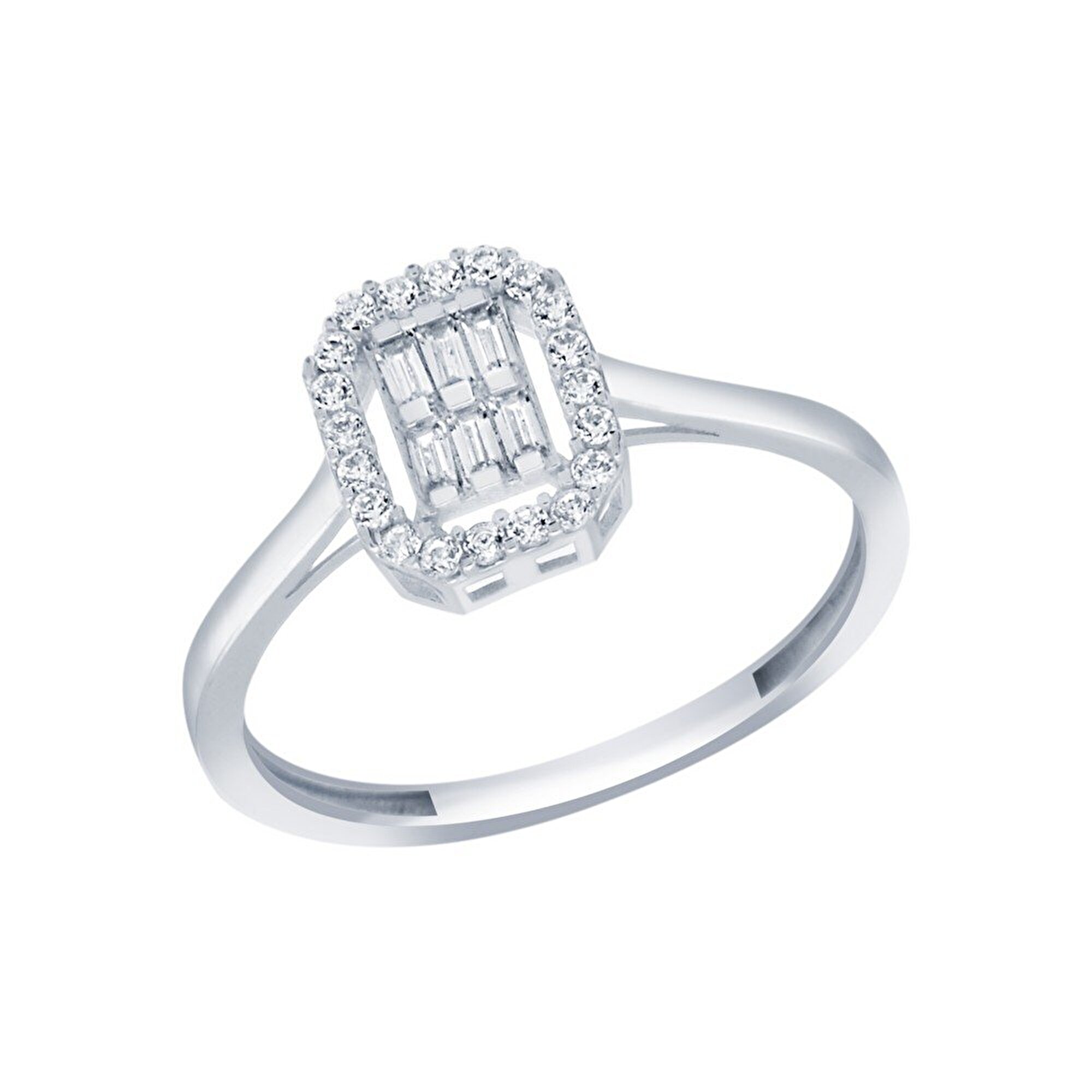 8 Ayar Beyaz Altın Baget Yüzük