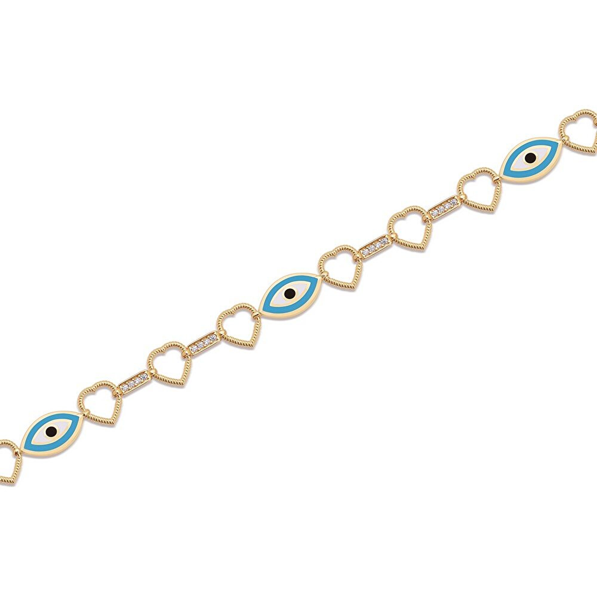 14 Ayar Sarı Altın Nazar Boncuklu Bileklik