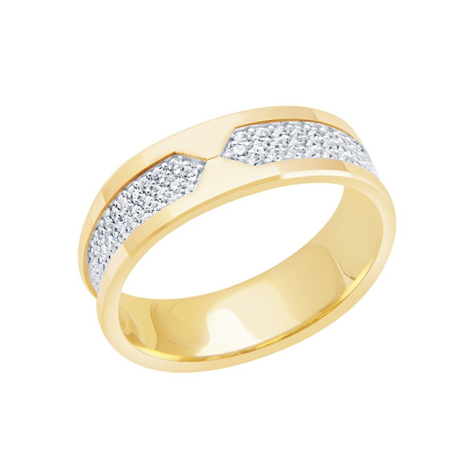 14 Ayar Sarı-Beyaz Altın Modern Alyans