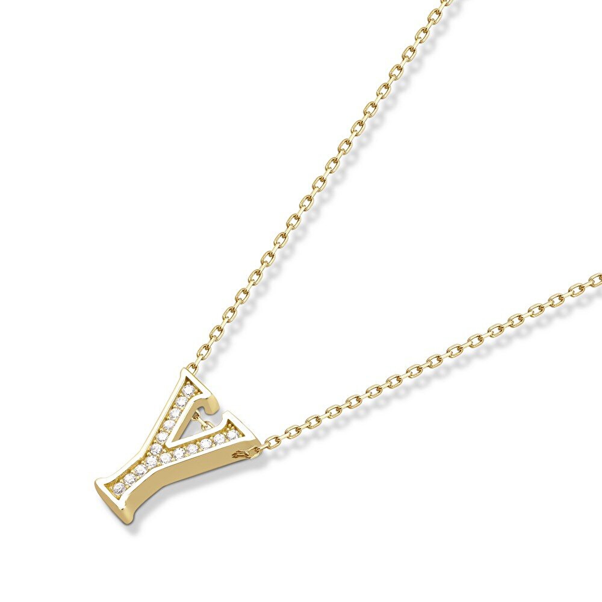 14 Ayar Sarı Altın Y Harf Kolye