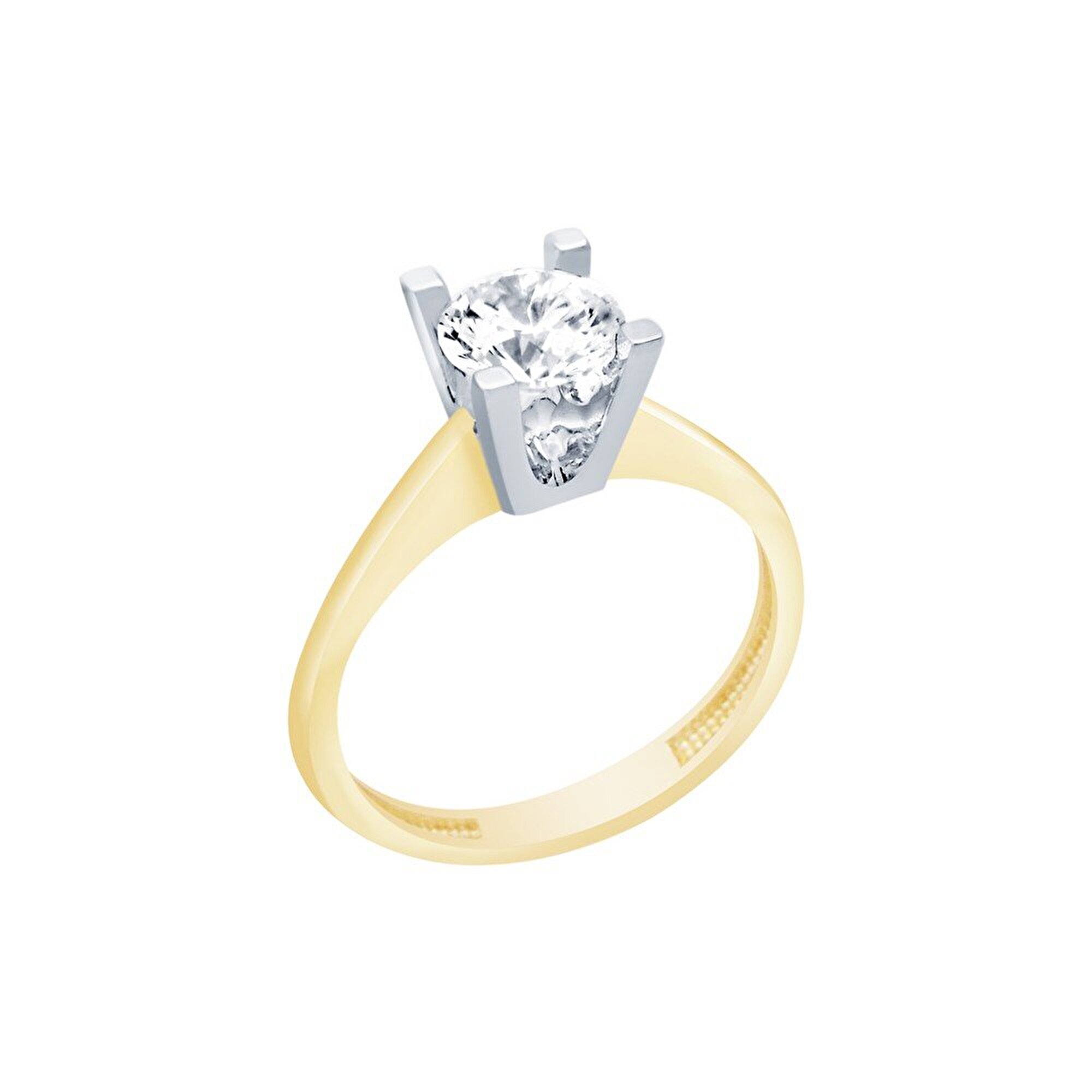 14 Ayar Sarı-Beyaz Altın Tektaş Yüzük