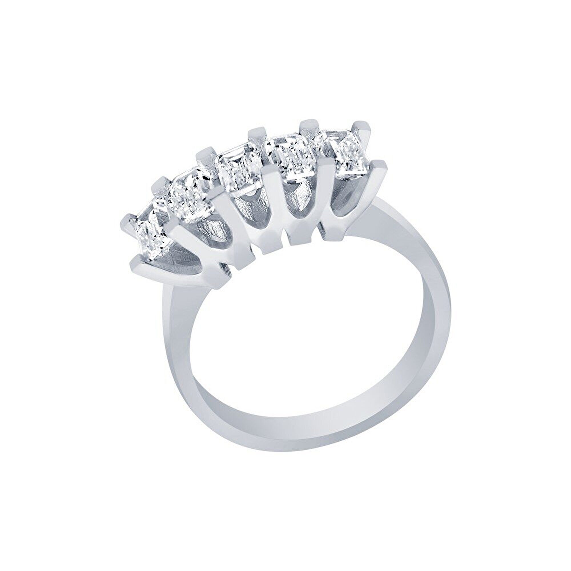 14 Ayar Beyaz Altın Beştaş Yüzük