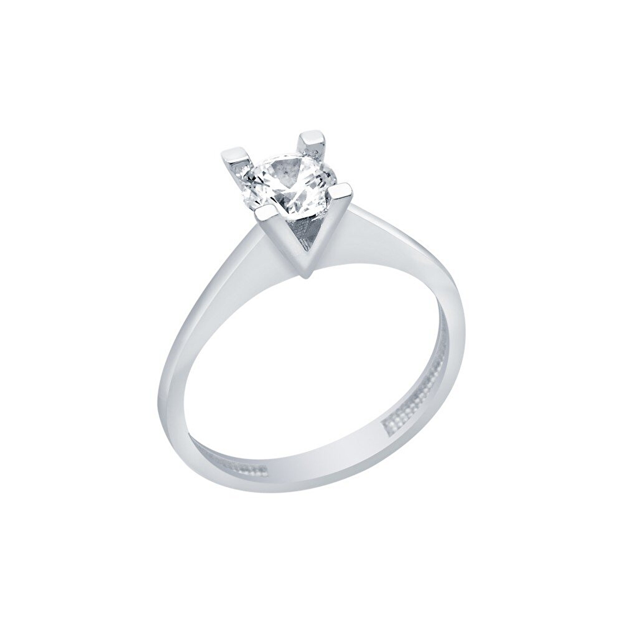 14 Ayar Beyaz Altın Tektaş Yüzük