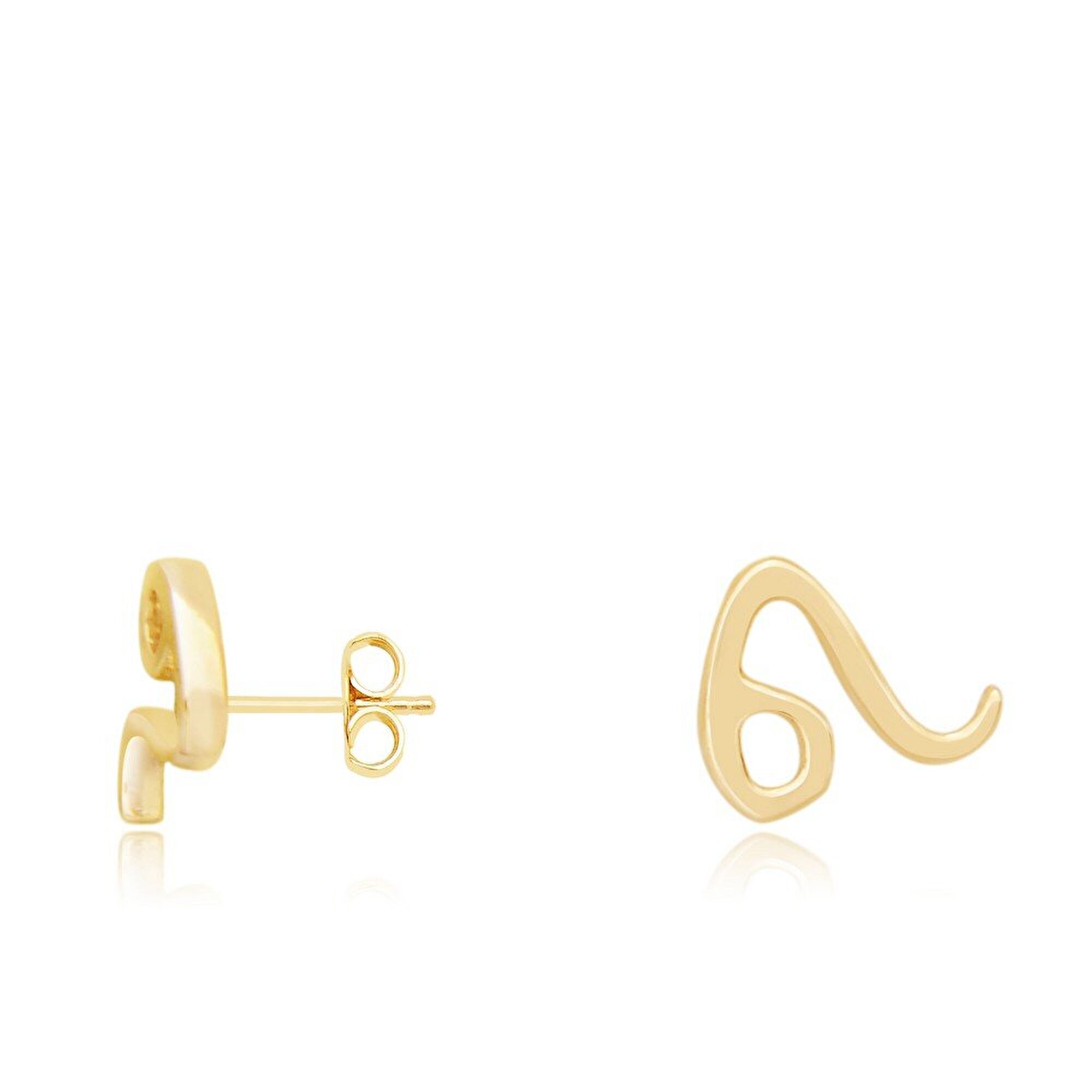 14 Ayar Sarı Altın Aslan Burç Küpe