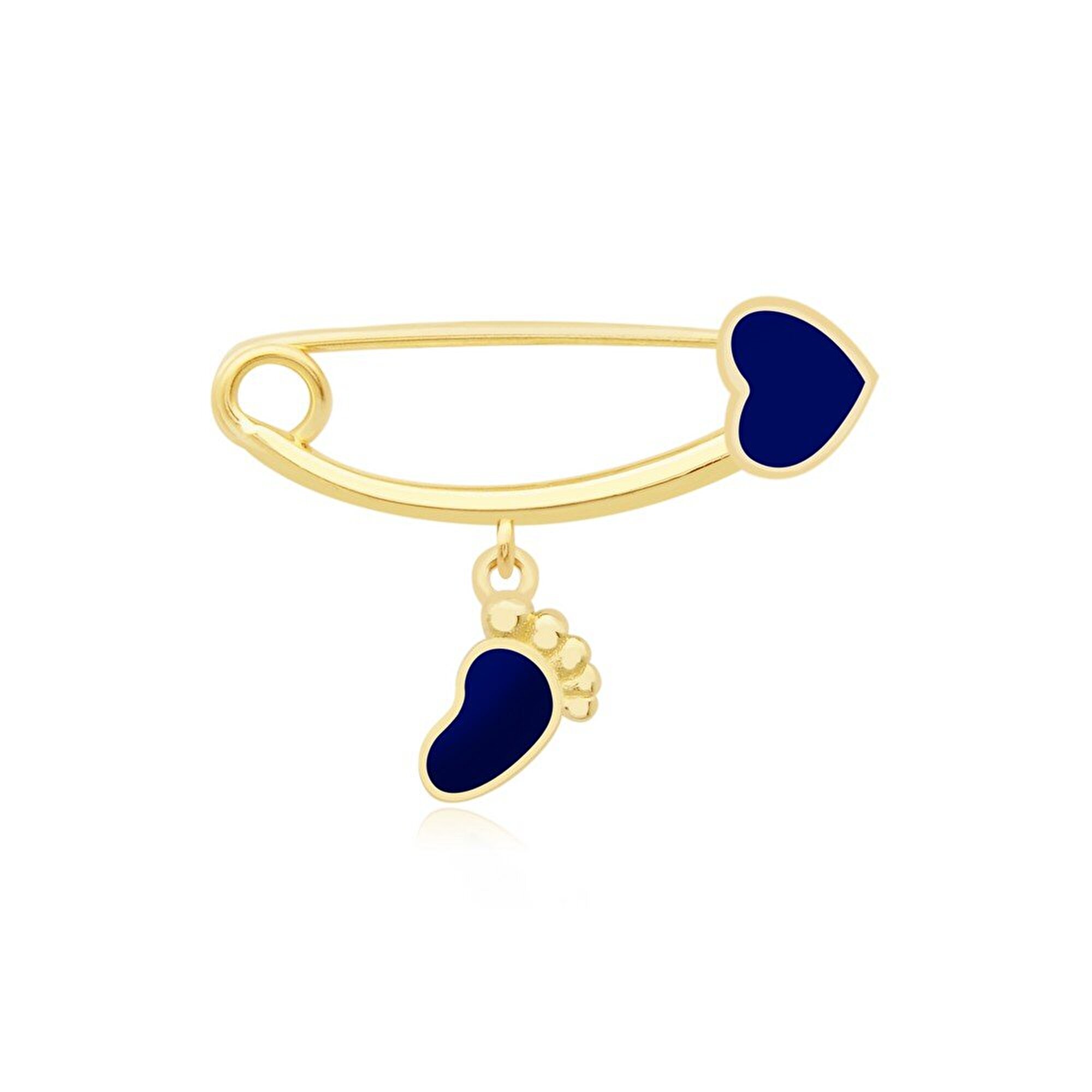 14 Ayar Sarı Altın Mavi Mineli İğne