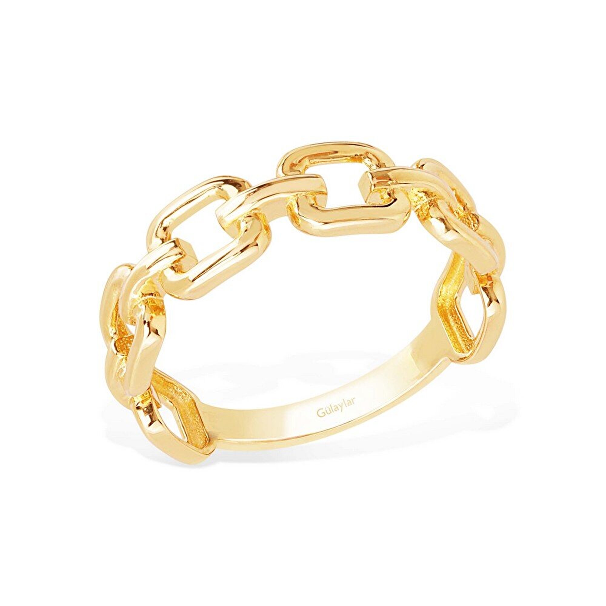 14 Ayar Sarı Altın Trend Zincir Yüzük