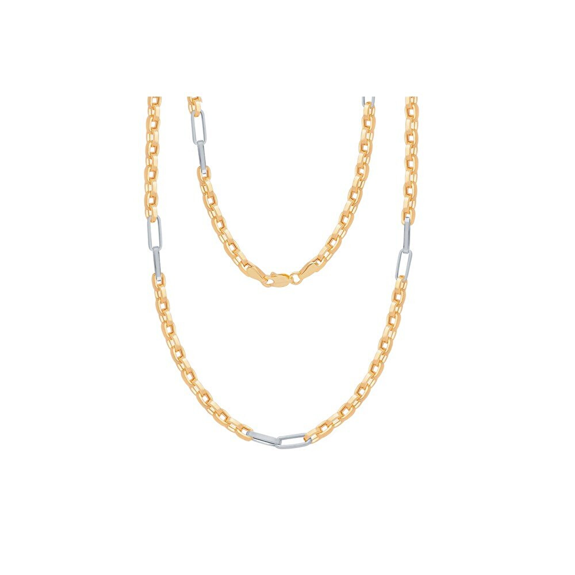 14 Ayar Sarı-Beyaz Altın Trend Zincir