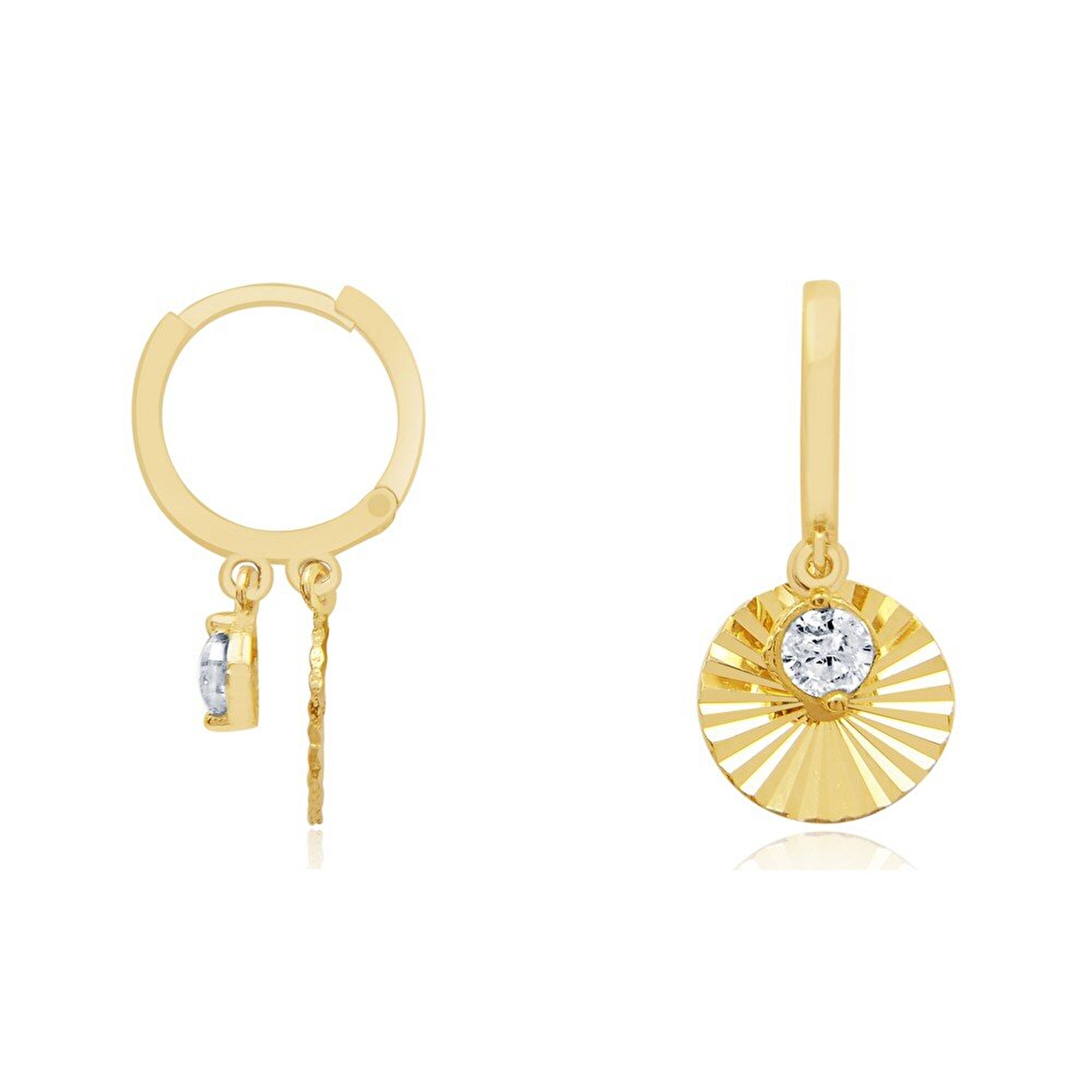 14 Ayar Sarı Altın Sallantılı Küpe