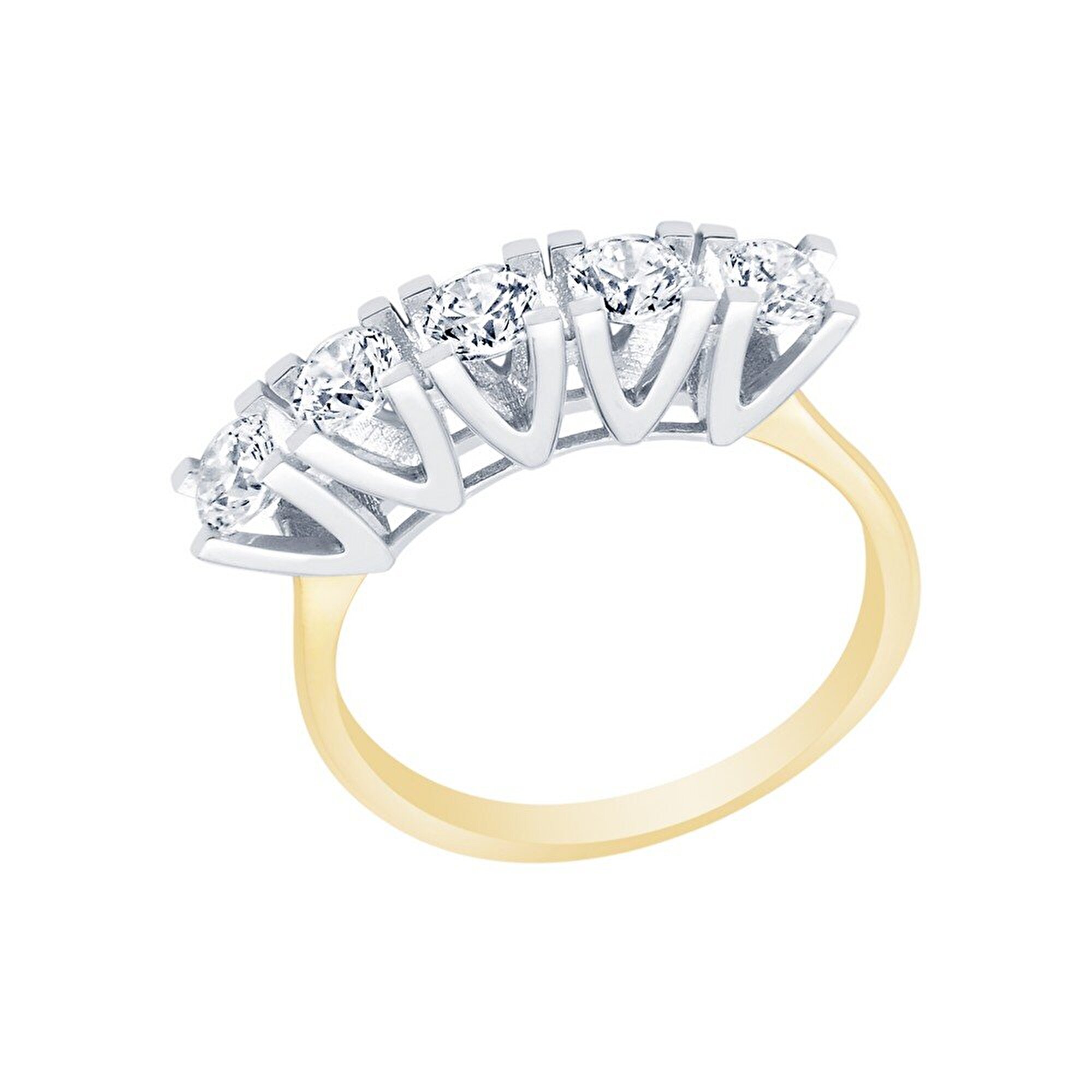 14 Ayar Sarı-Beyaz Altın Beştaş Yüzük