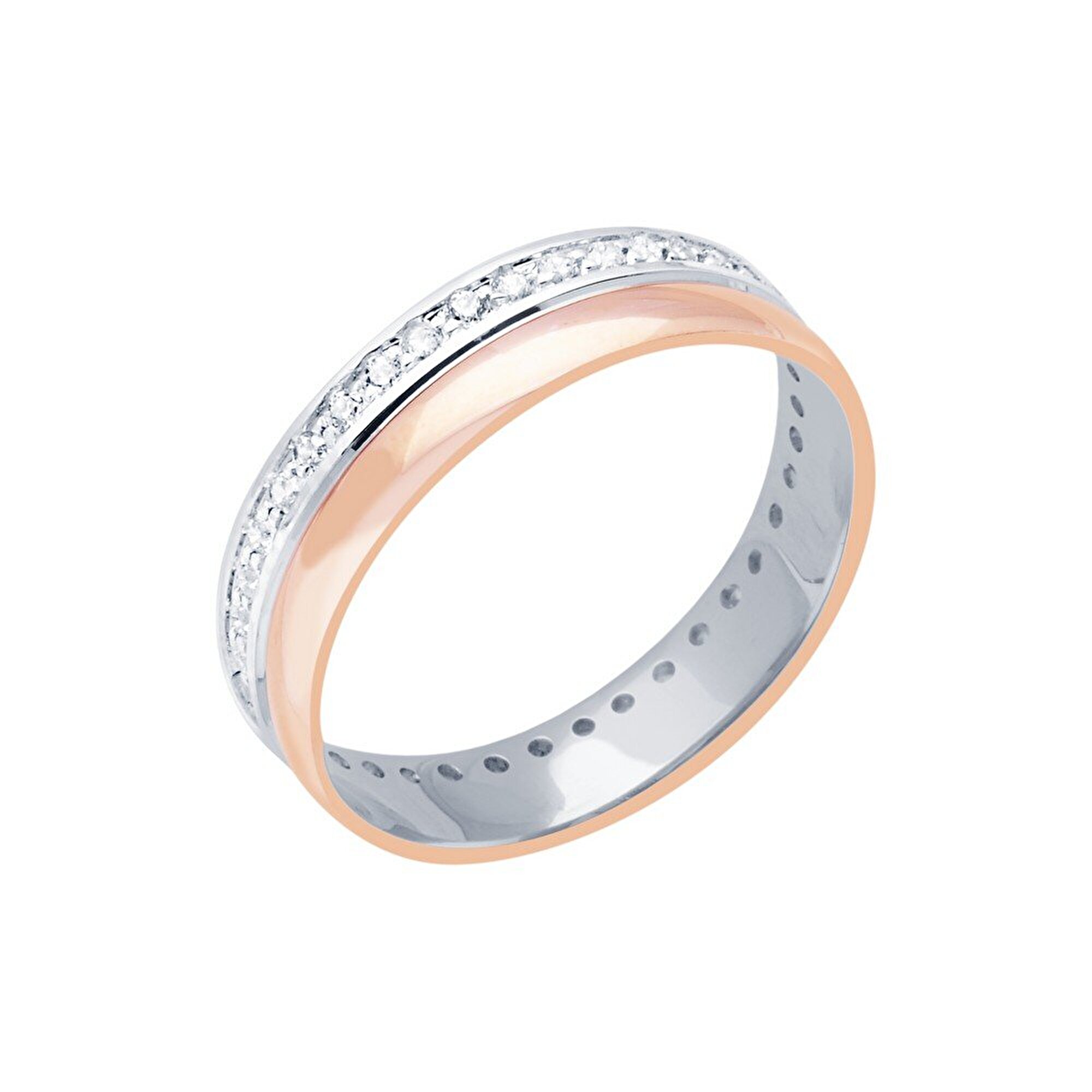 14 Ayar Rose-Beyaz Altın Modern Alyans