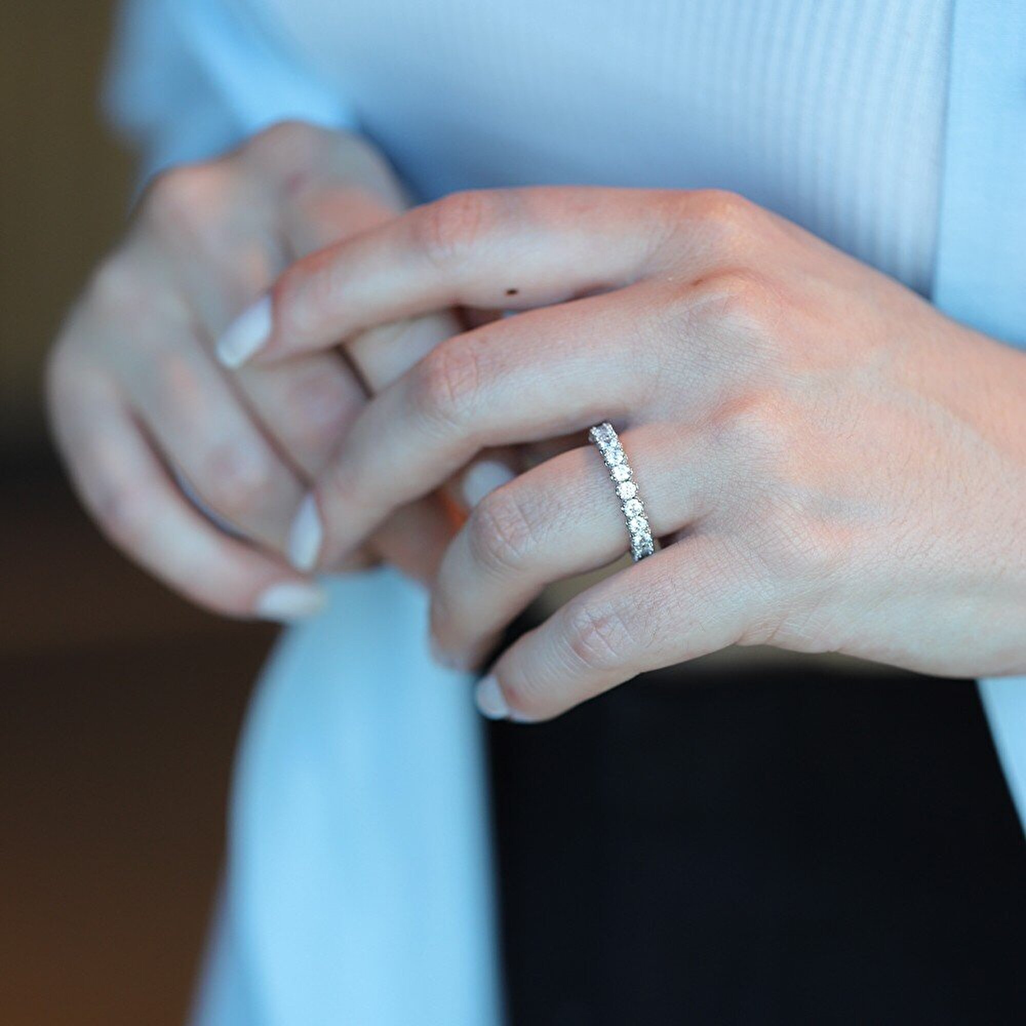 14 Ayar Beyaz Altın Tamtur Yüzük