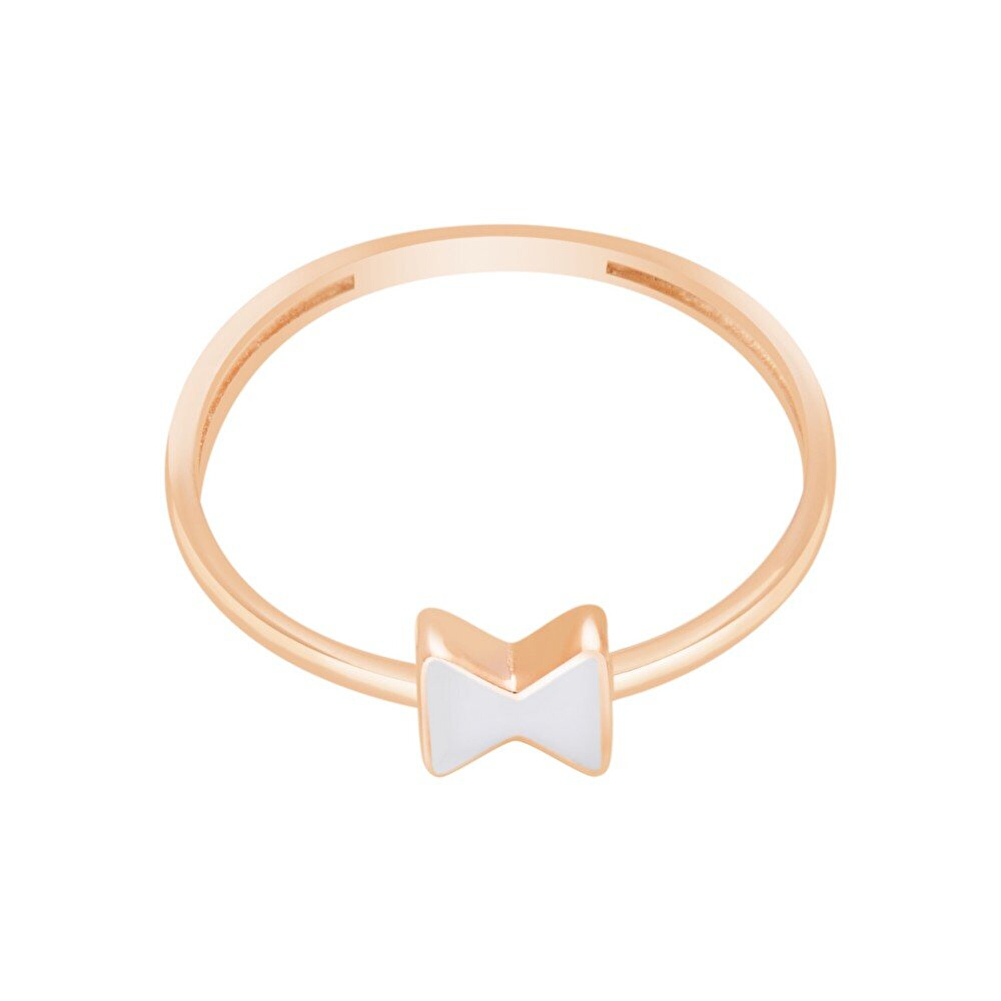 14 Ayar Rose Altın Beyaz Mineli Fiyonk Figürlü Yüzük