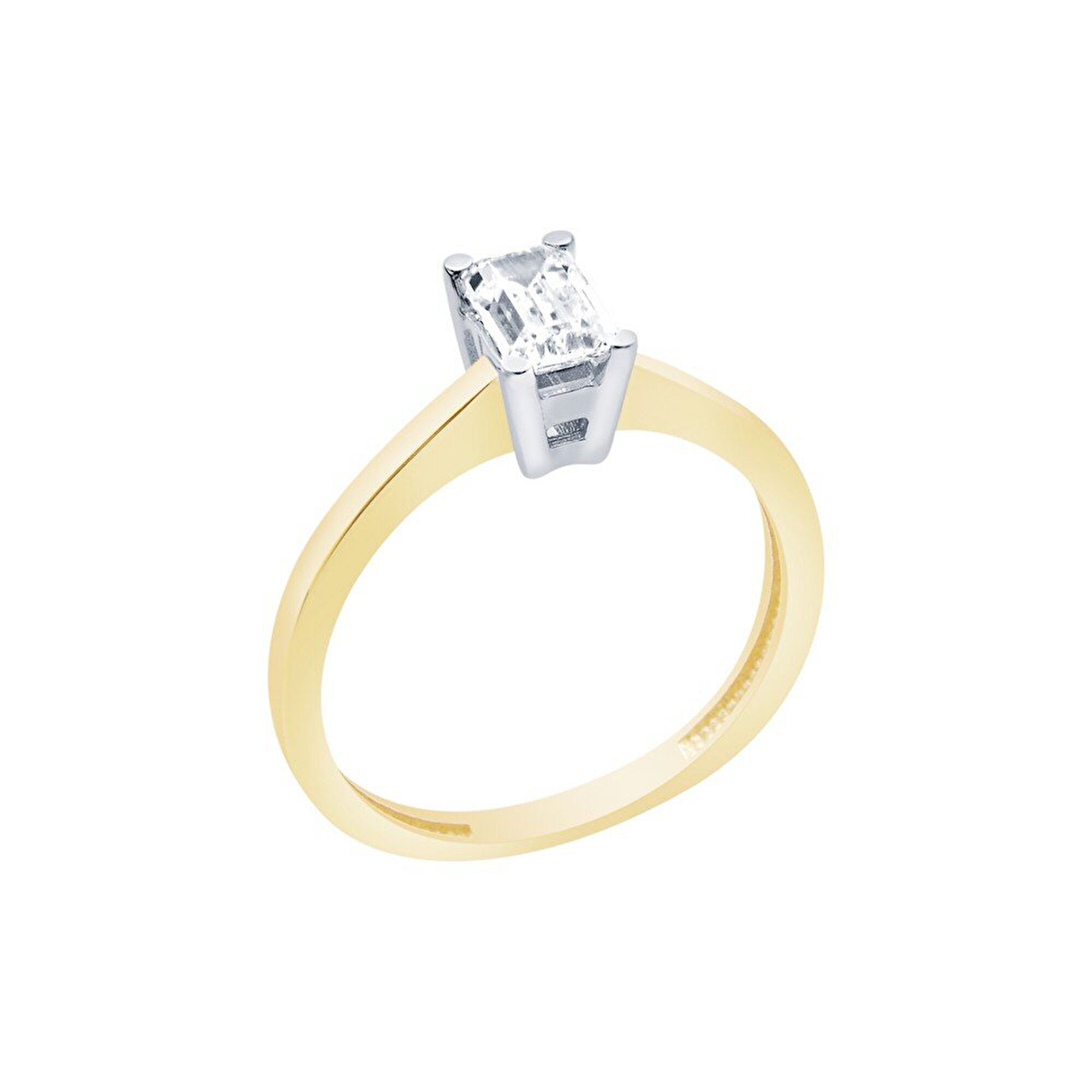 14 Ayar Sarı-Beyaz Altın Tektaş Yüzük