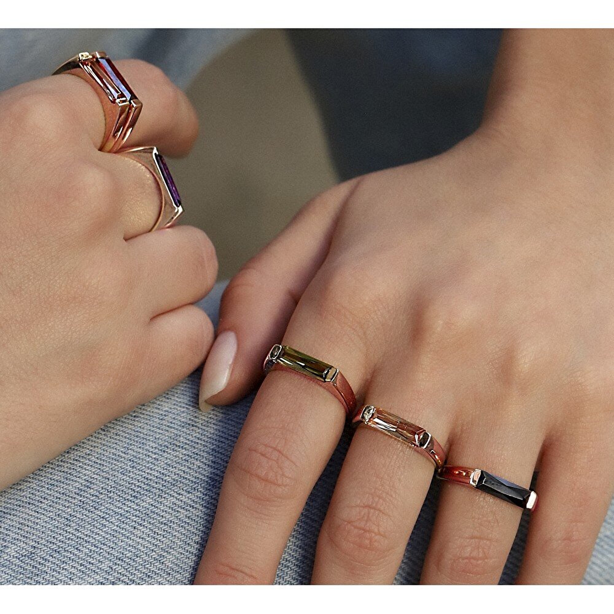 14 Ayar Rose Altın Siyah Taşlı Trend Yüzük