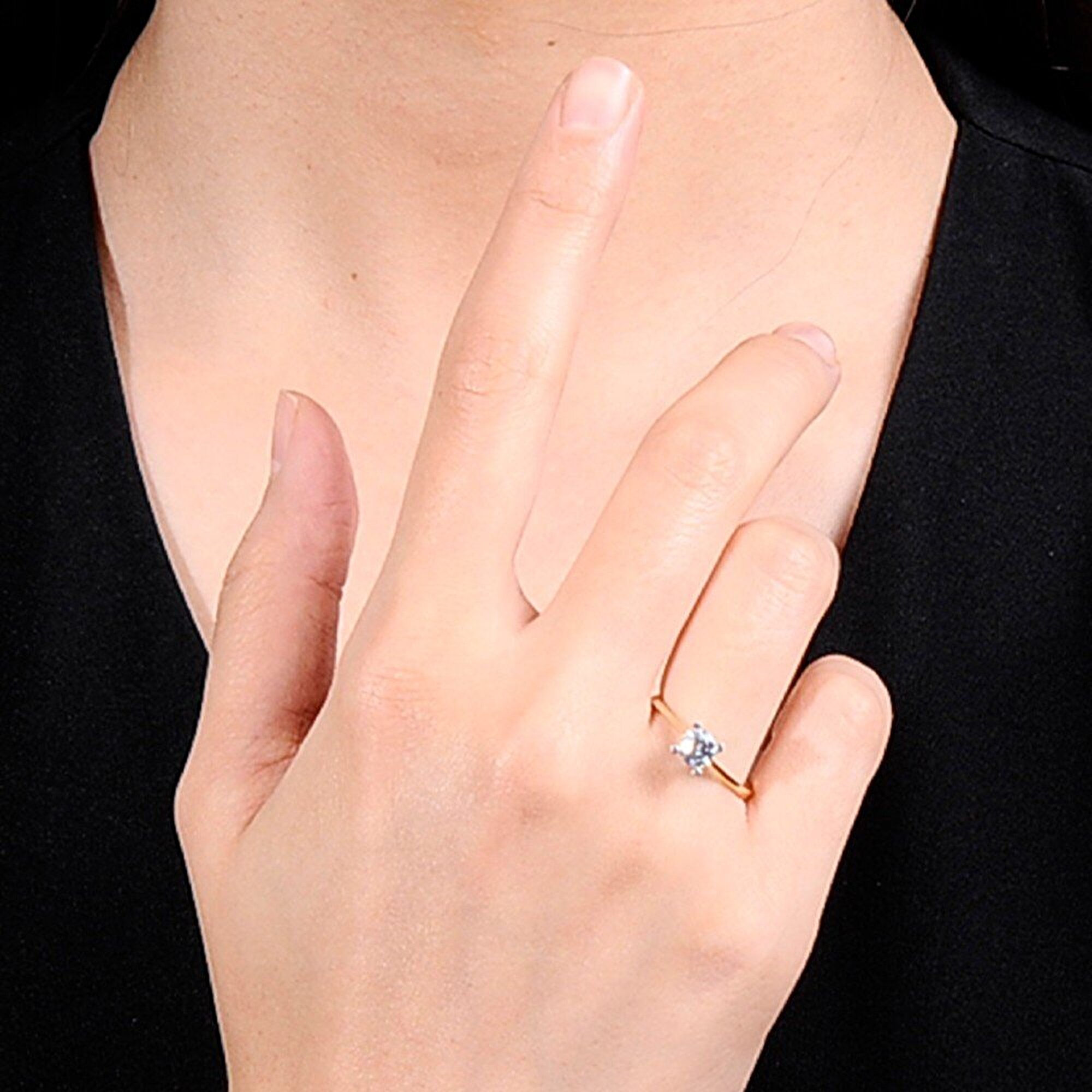 14 Ayar Sarı-Beyaz Altın Tektaş Yüzük