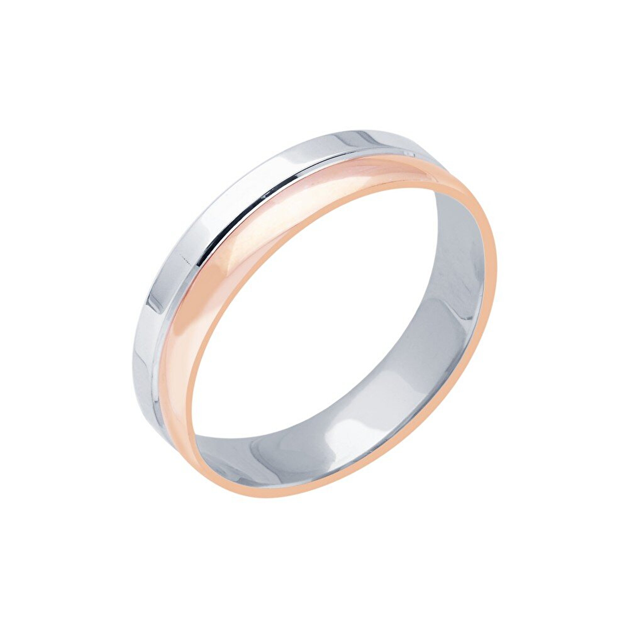 14 Ayar Rose-Beyaz Altın Modern Alyans