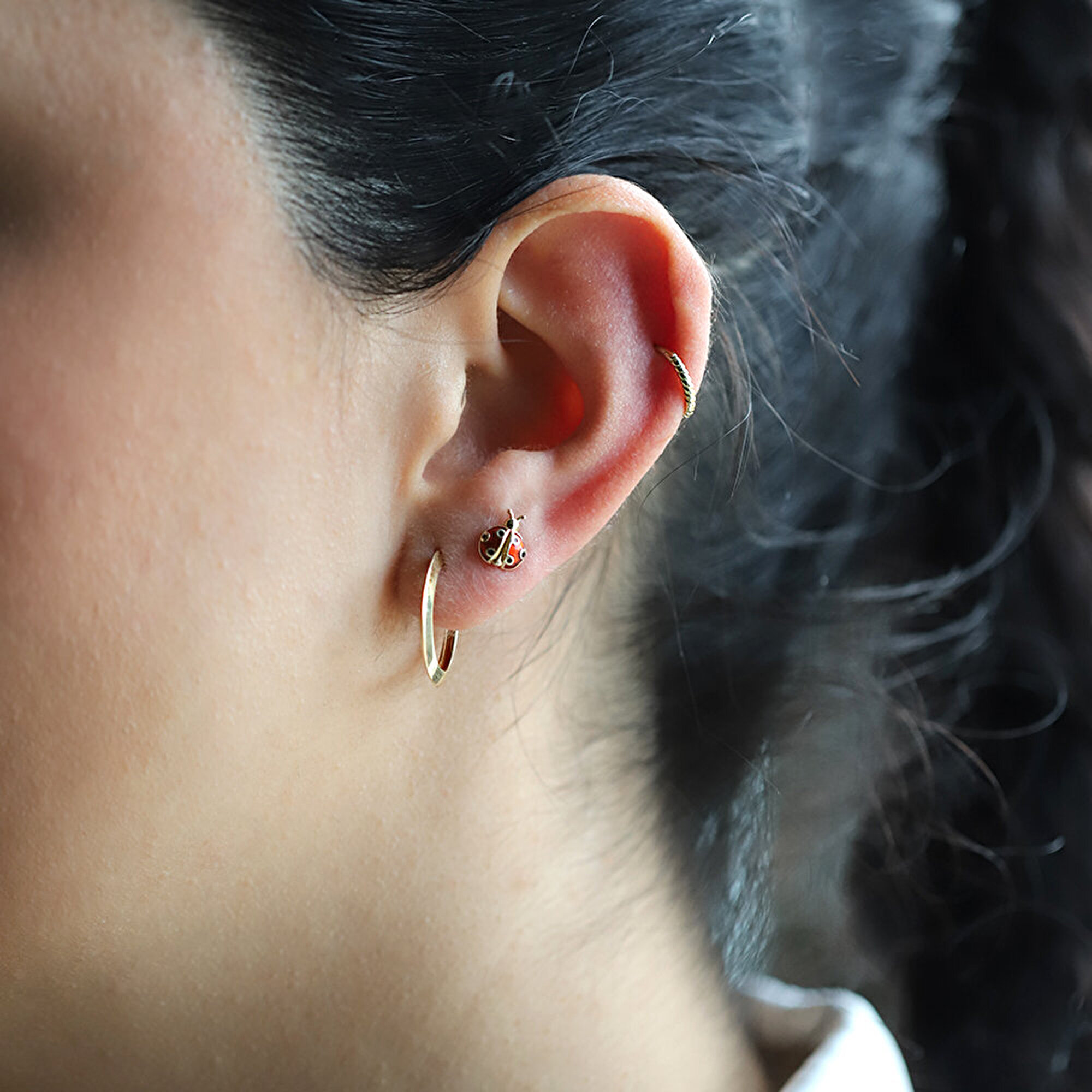 14 Ayar Sarı Altın Uğur Böceği Piercing