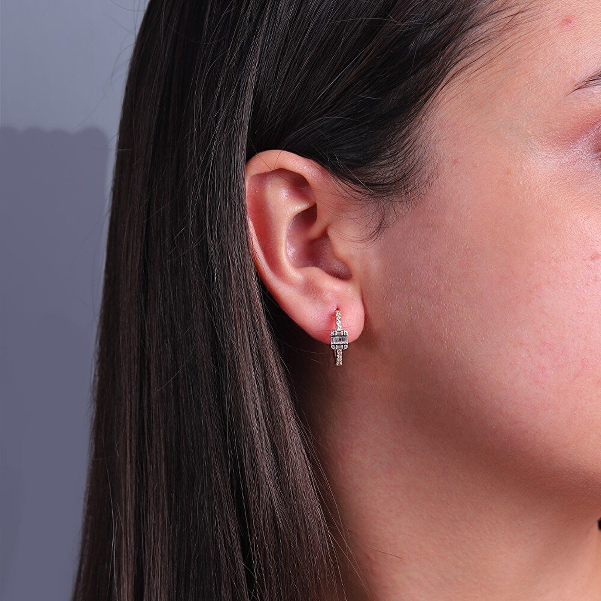 14 Ayar Sarı Altın Baget Halka Küpe