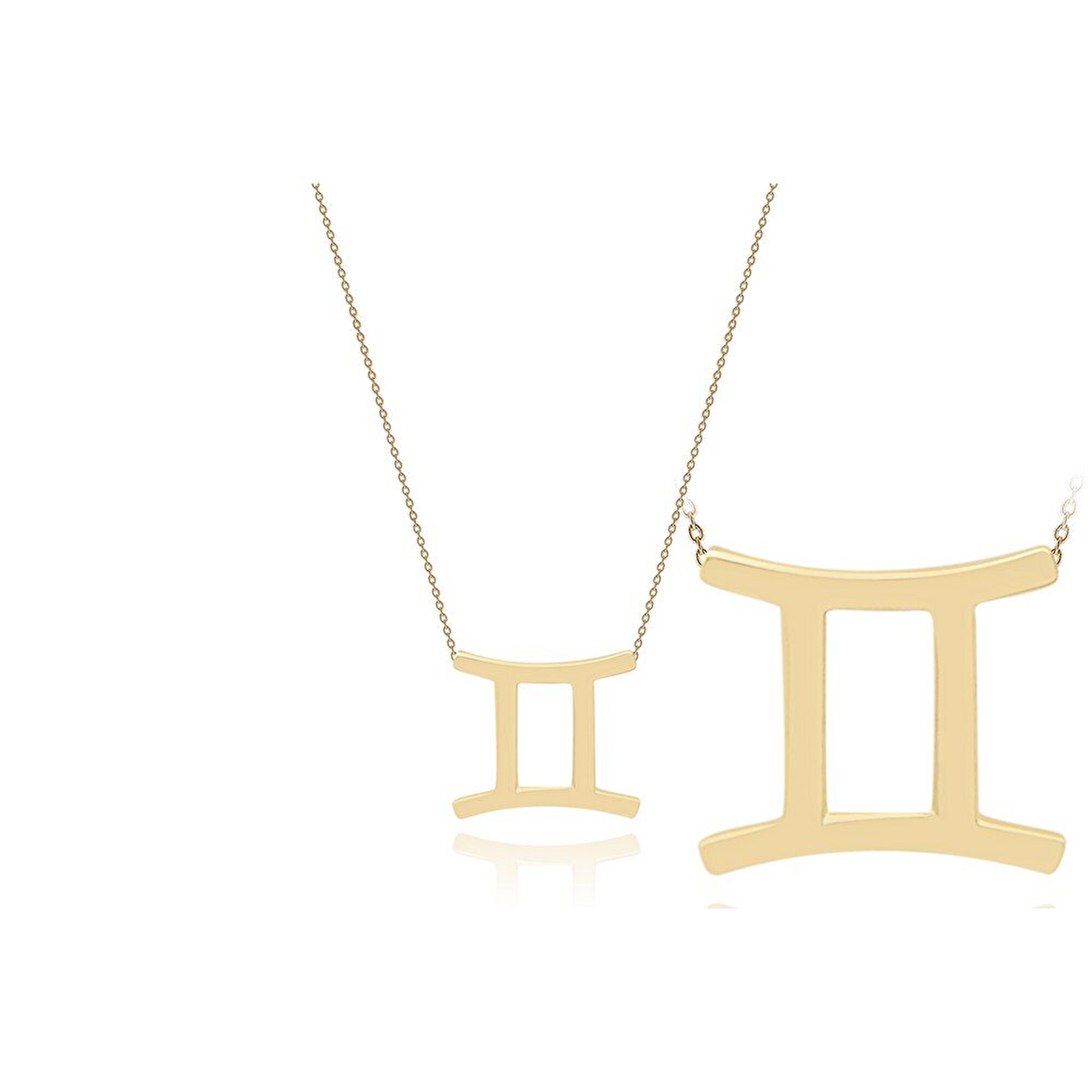 14 Ayar Sarı Altın İkizler Burç Kolye