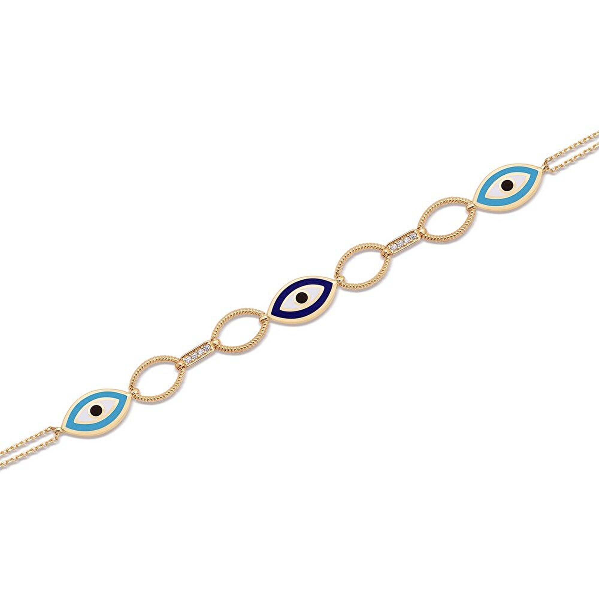 14 Ayar Sarı Altın Nazar Boncuklu Bileklik