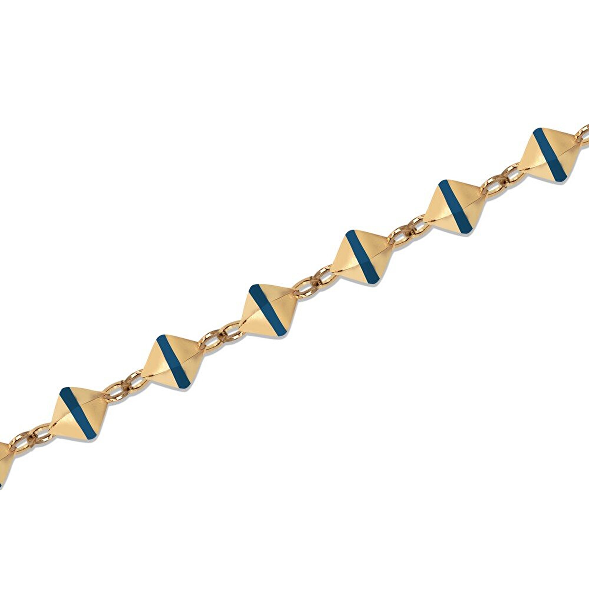 14 Ayar Sarı Altın Mavi Mineli Trend Bileklik