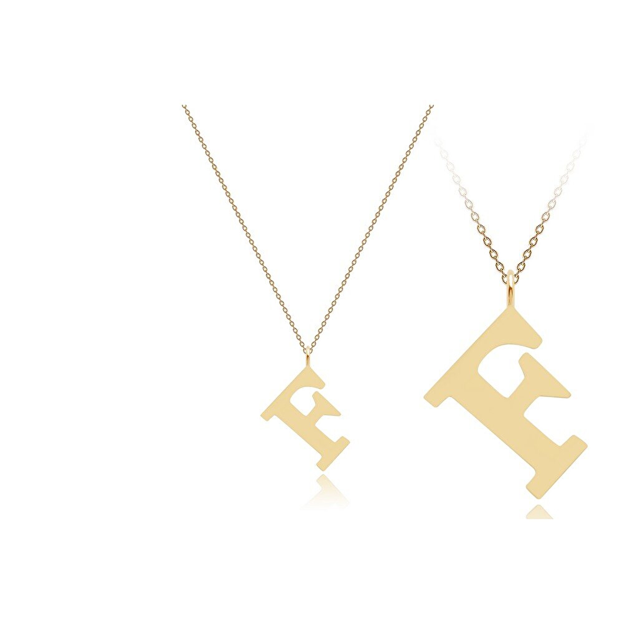 14 Ayar Sarı Altın F Harf Kolye