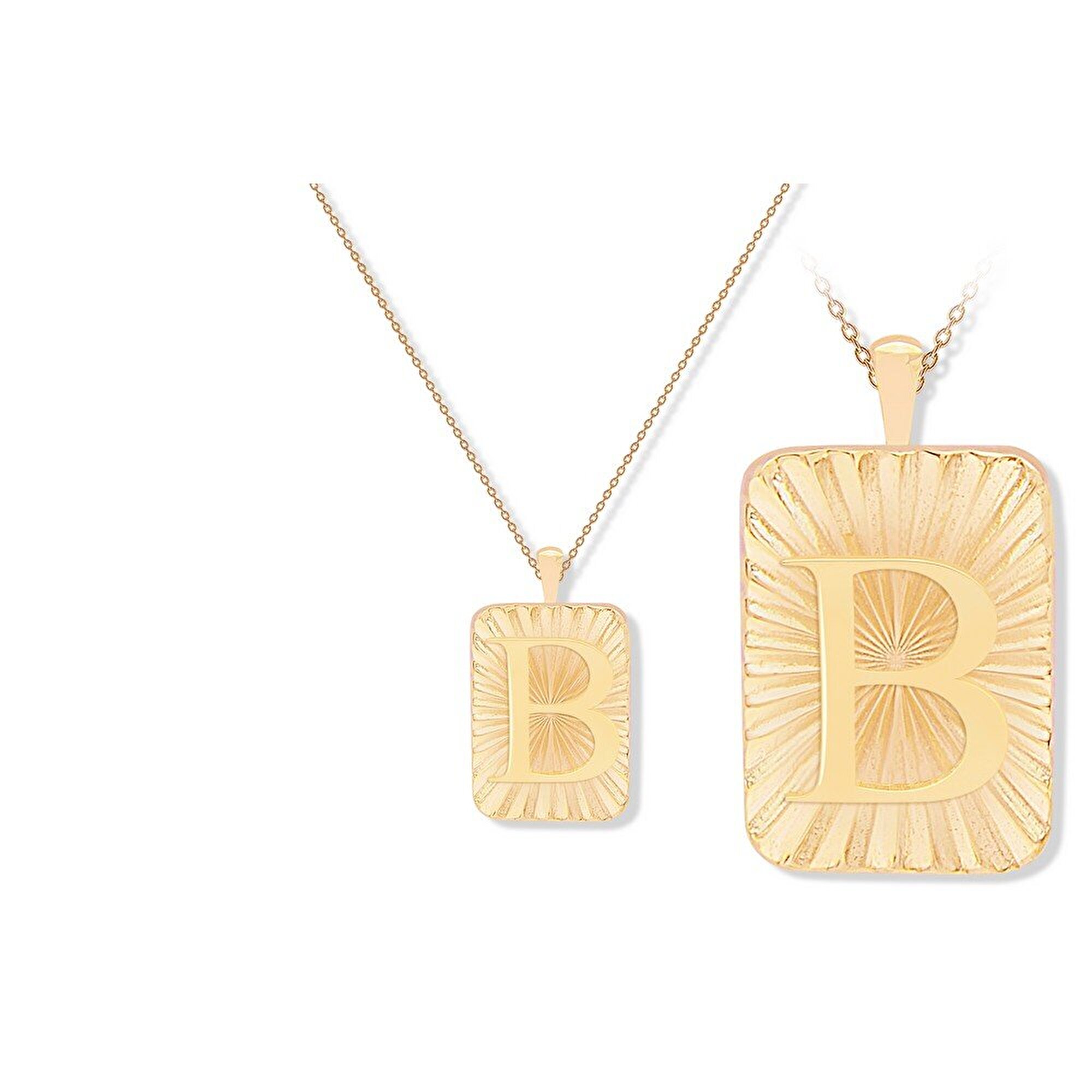 14 Ayar B Harf Plaka Kolye