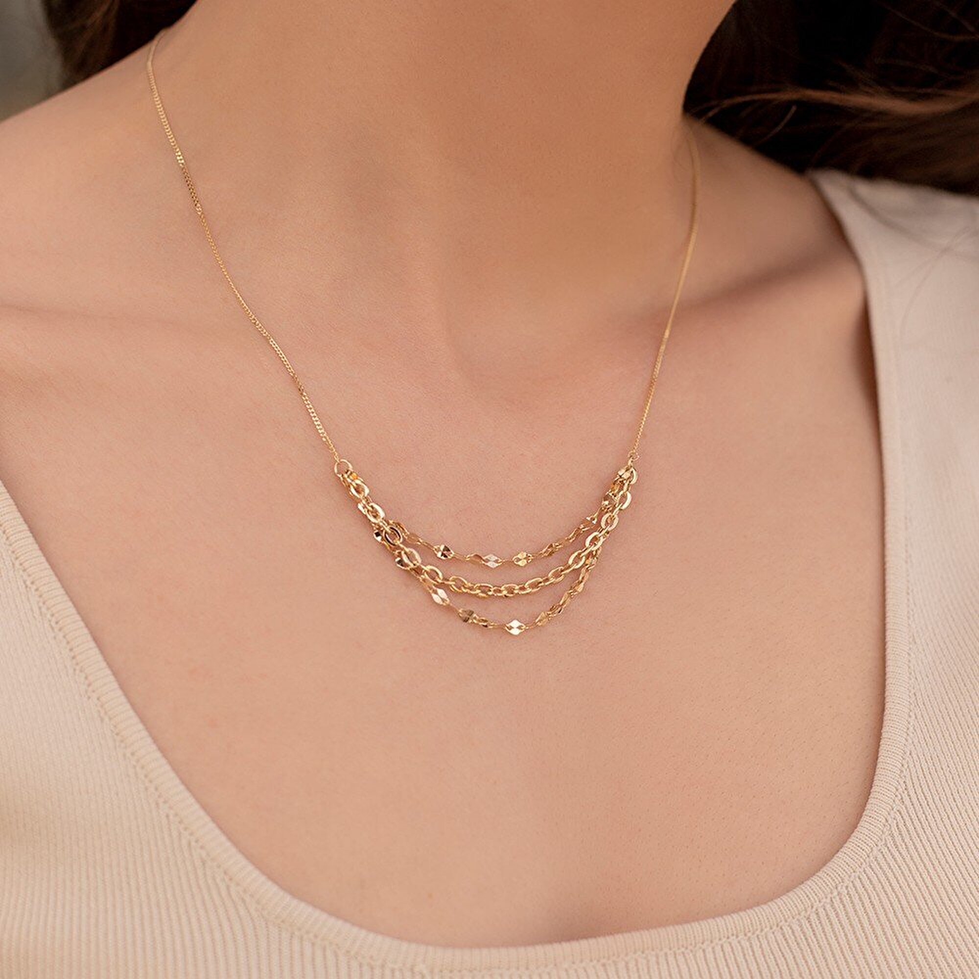 14 Ayar Sarı Altın Trend Kolye