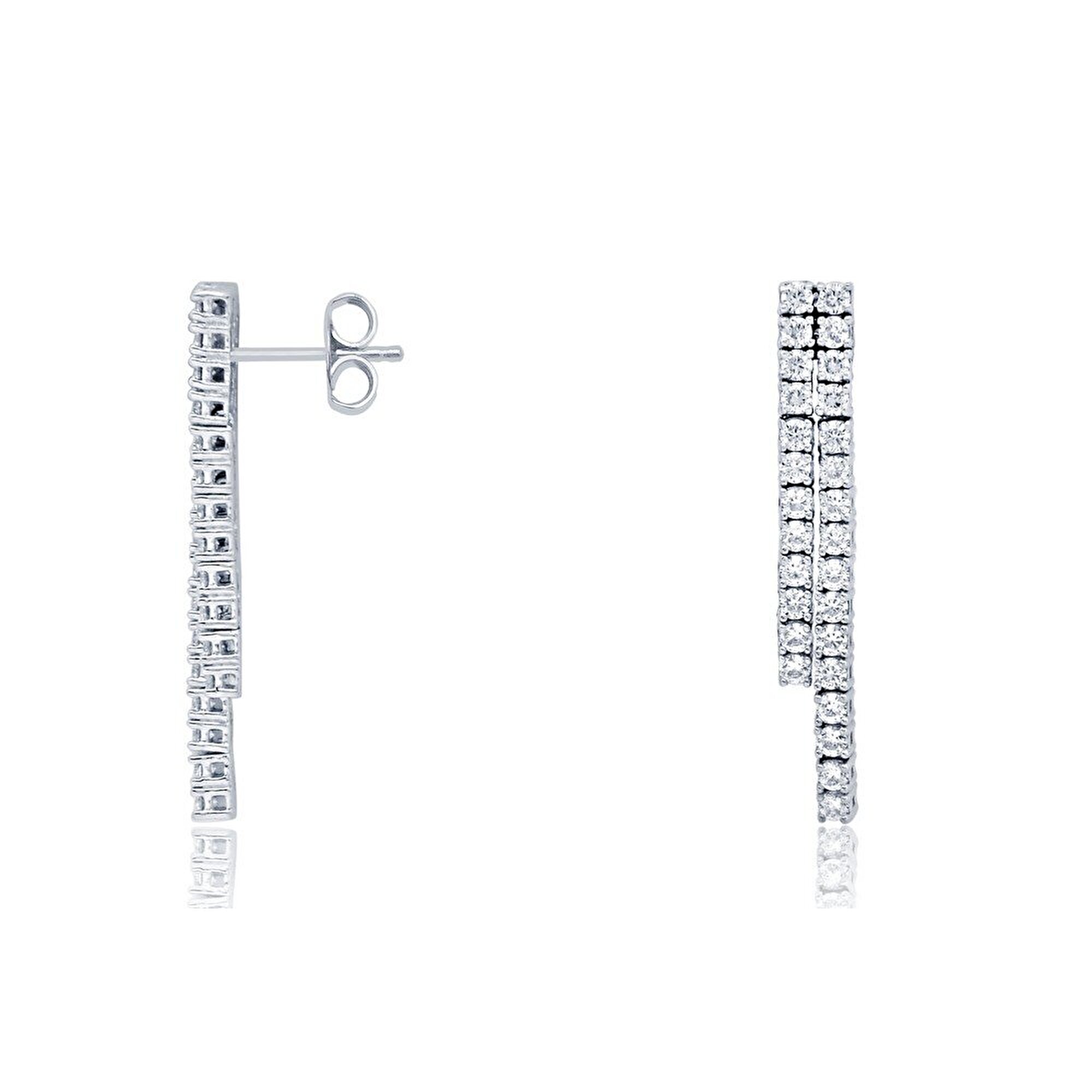 14 Ayar Beyaz Altın Suyolu Küpe