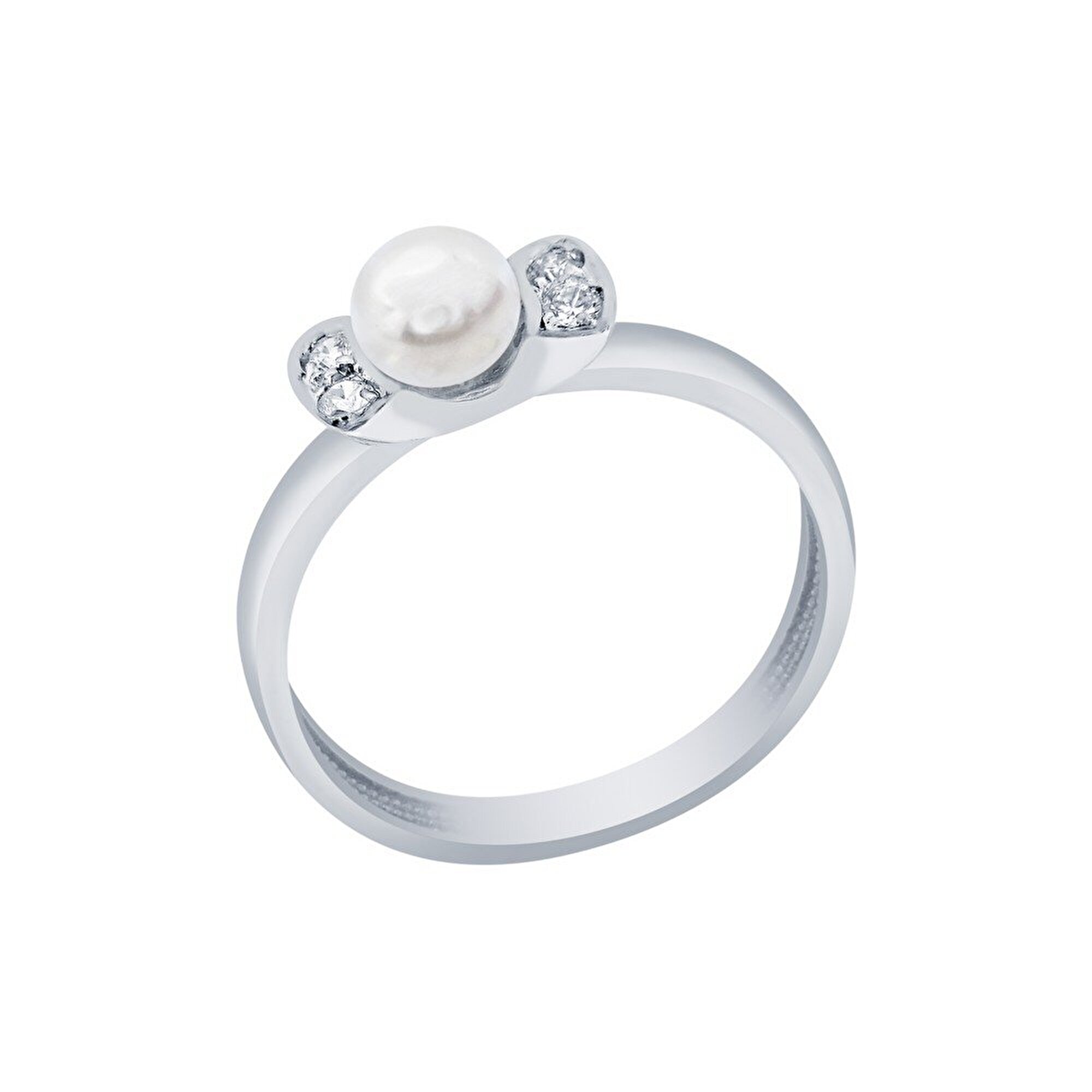 14 Ayar Beyaz Altın İnci Yüzük