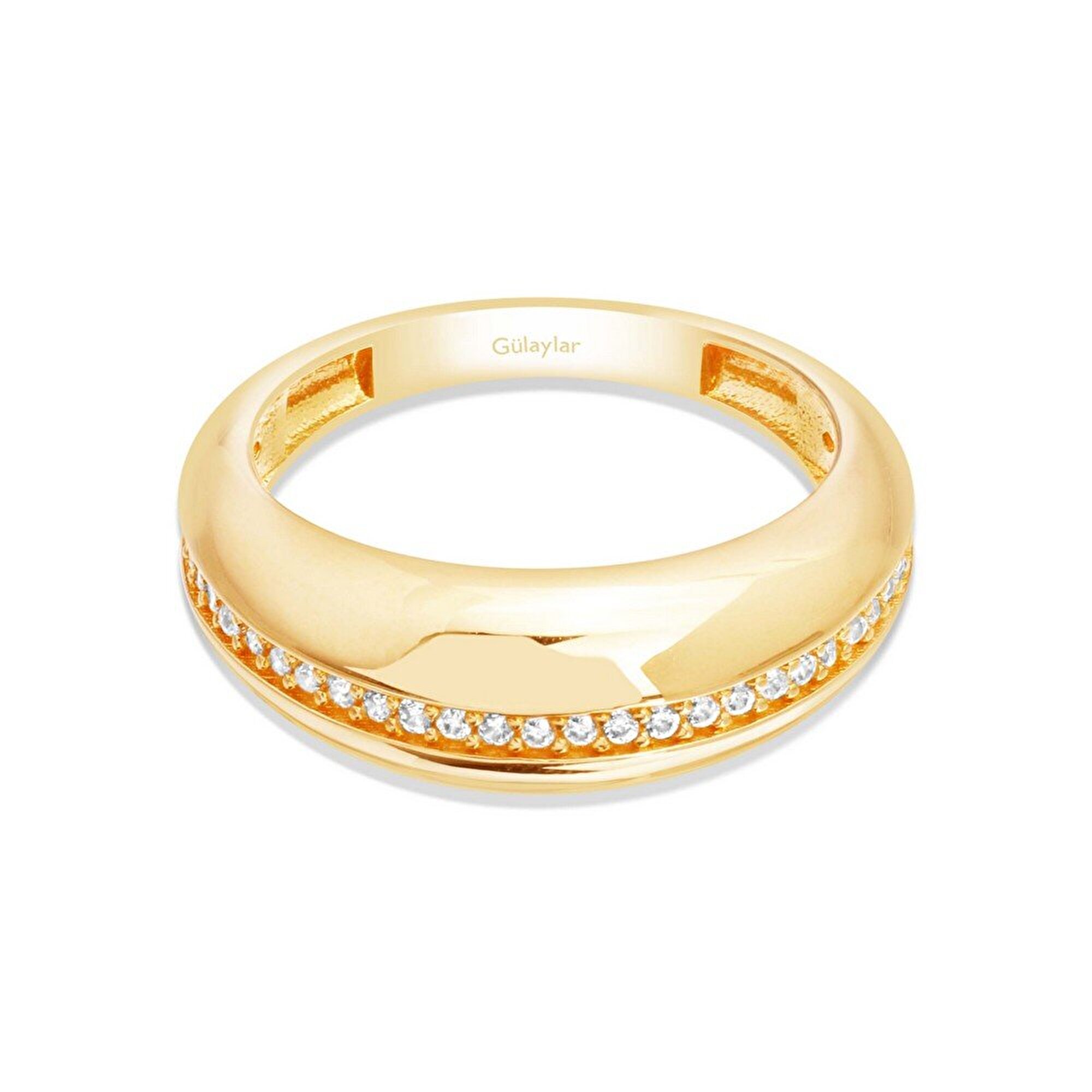 14 Ayar Sarı Altın Taşlı Trend Yüzük
