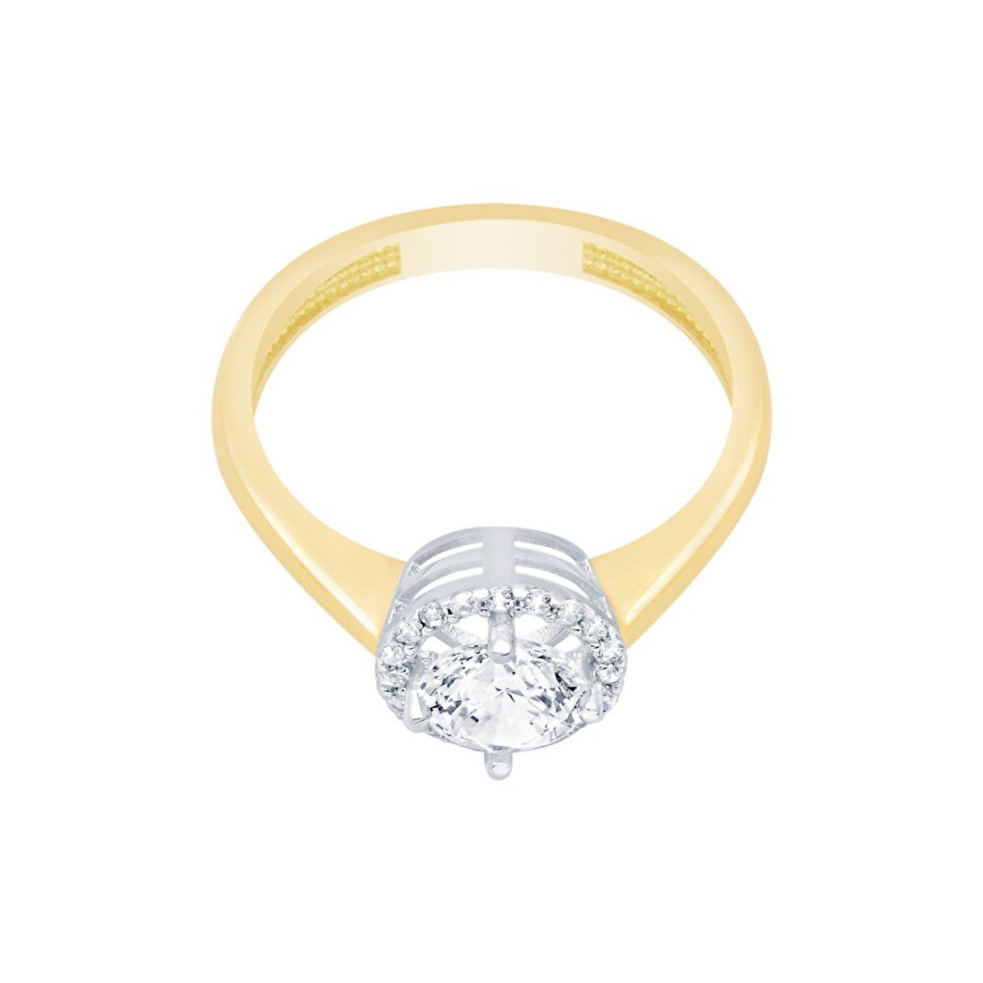 14 Ayar Sarı-Beyaz Altın Tektaş Yüzük