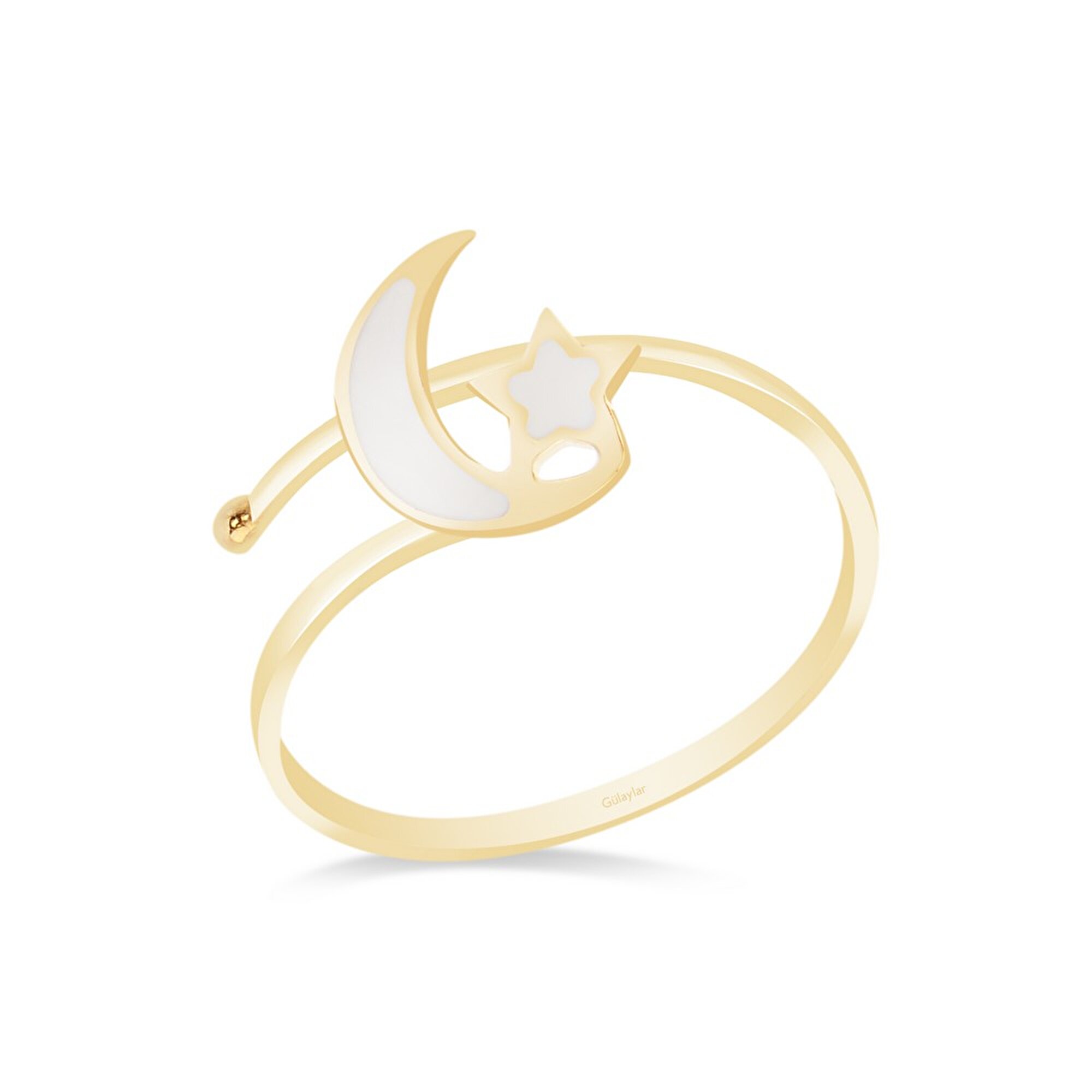 14 Ayar Sarı Altın Ayyıldız Figürlü Yüzük