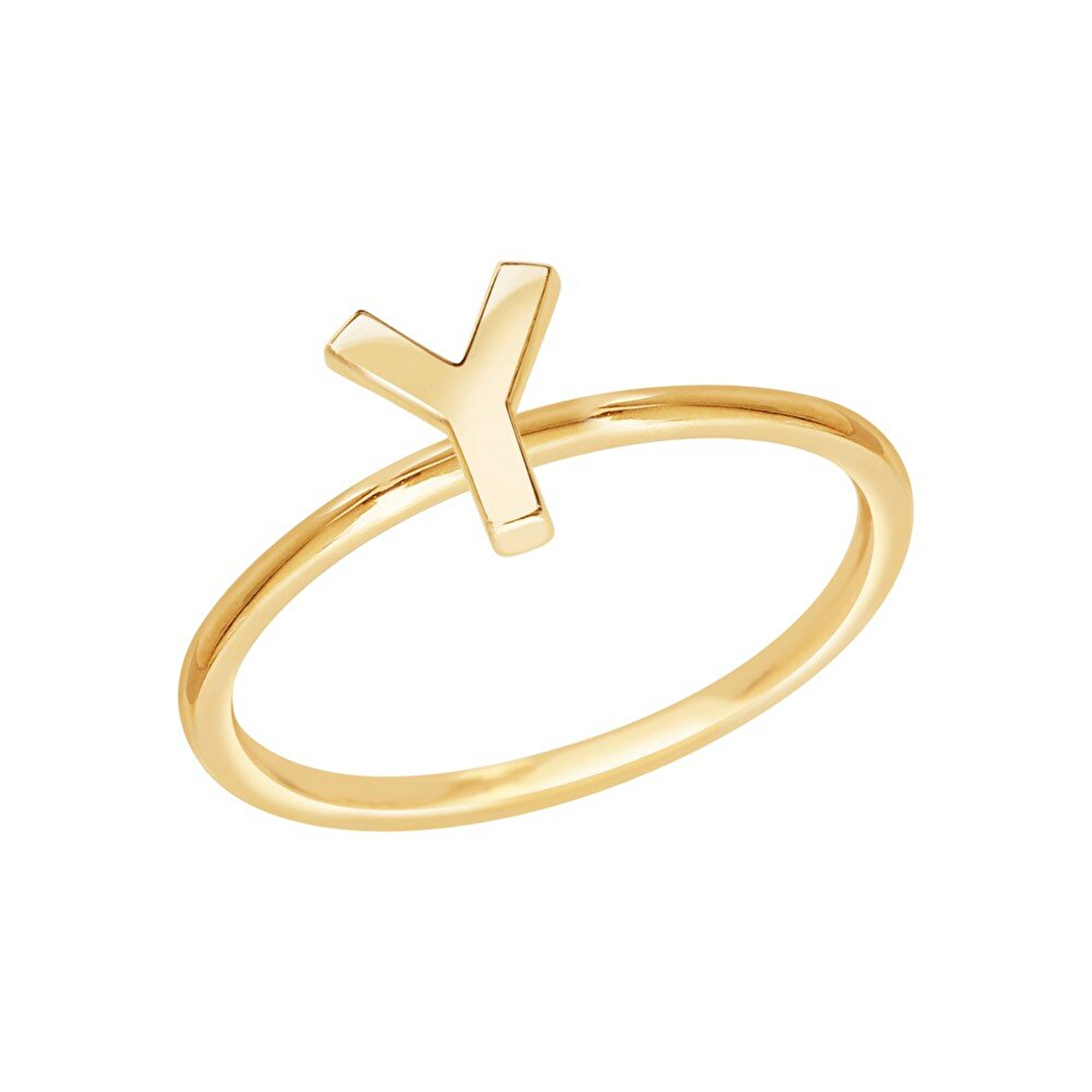 14 Ayar Sarı Altın Y Harf Yüzük