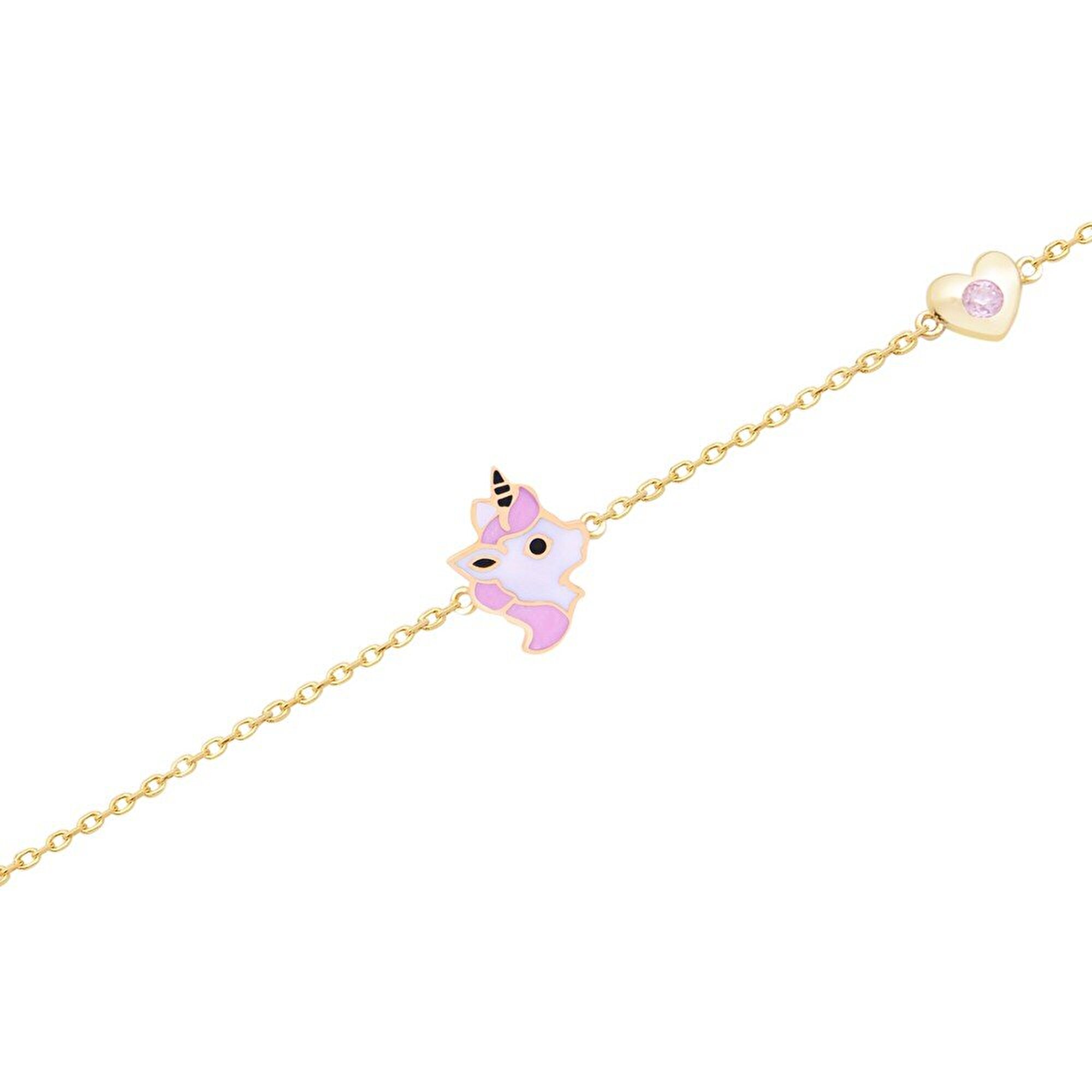 14 Ayar Sarı Altın Unicorn Bileklik