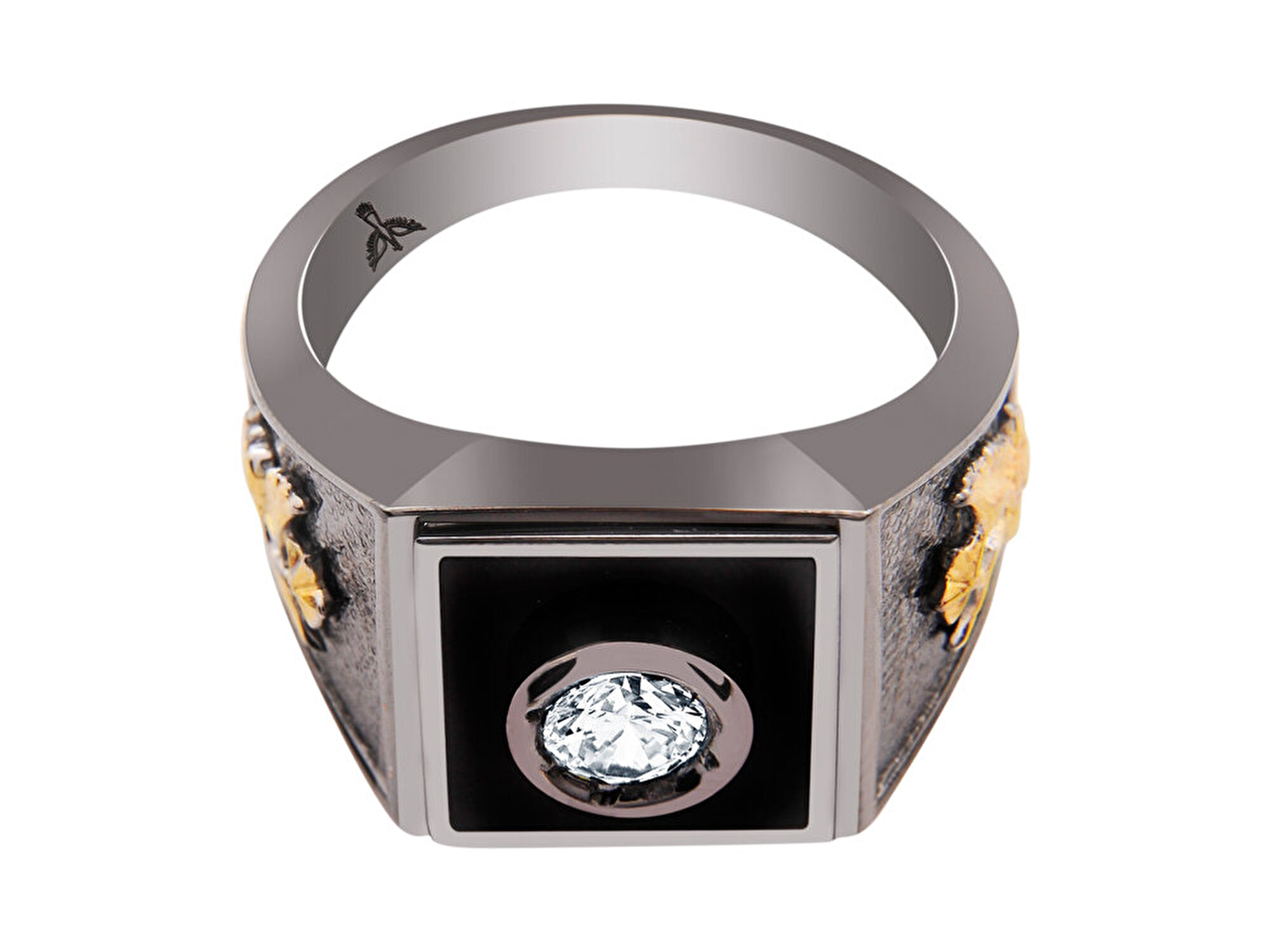 14 Ayar Siyah-Sarı Altın Erkek Yüzük