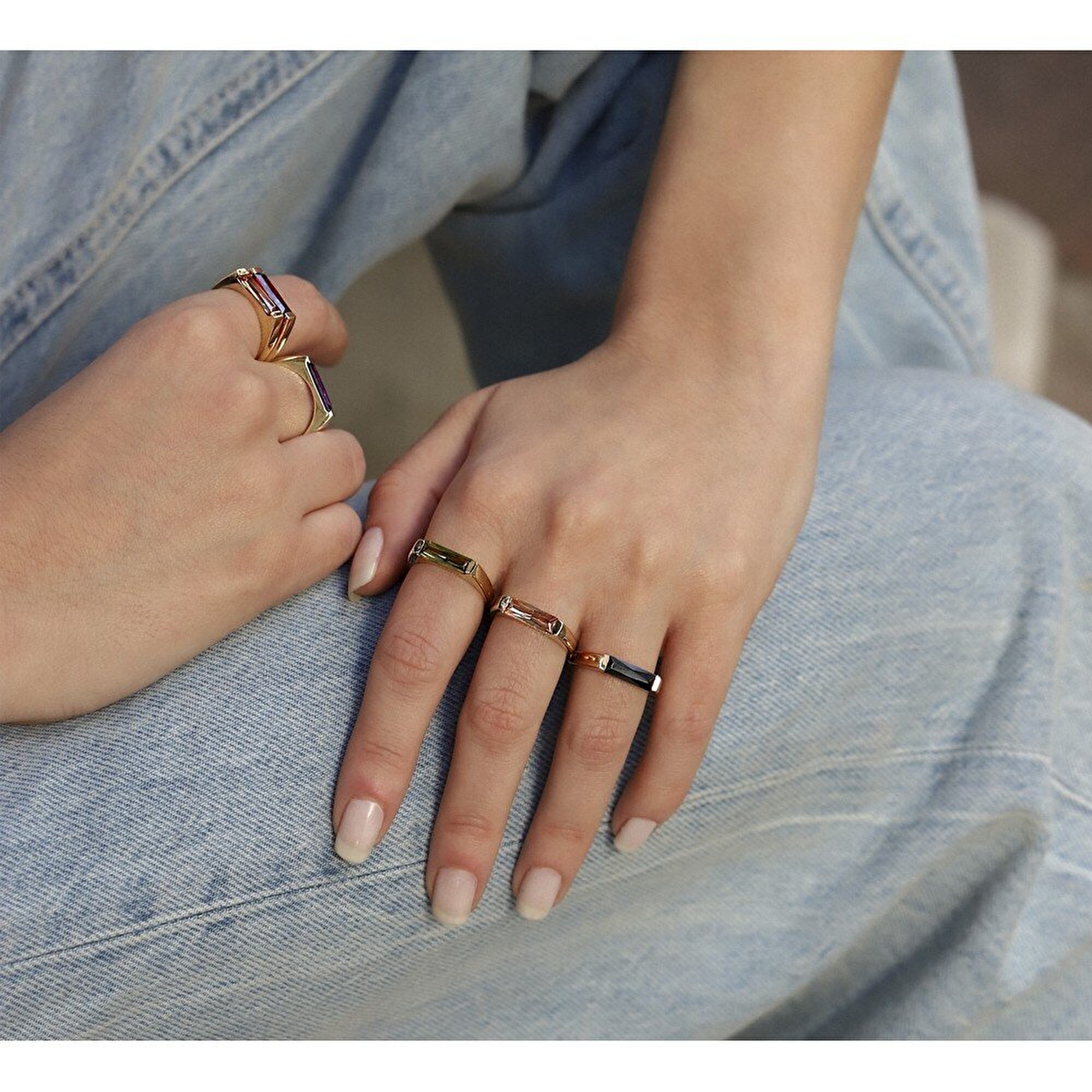 14 Ayar Sarı Altın Kahverengi Taşlı Yüzük